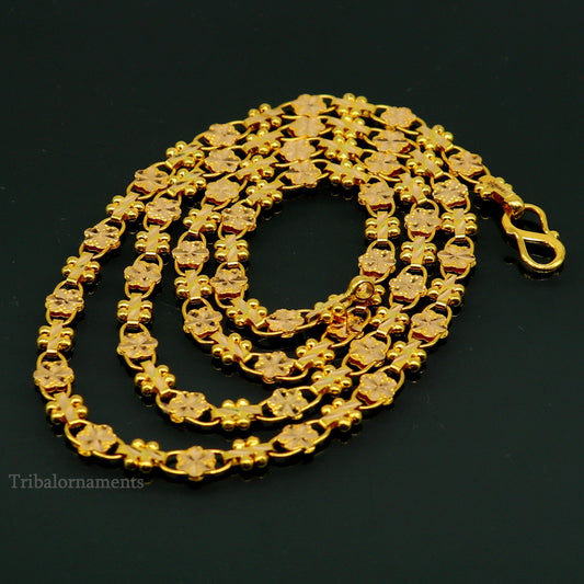 Vintage floral design Handmade Genuine 22 karat yellow gold gorgeous chain stylish chain gifting royal jewelry from india ch261 - TRIBAL ORNAMENTS