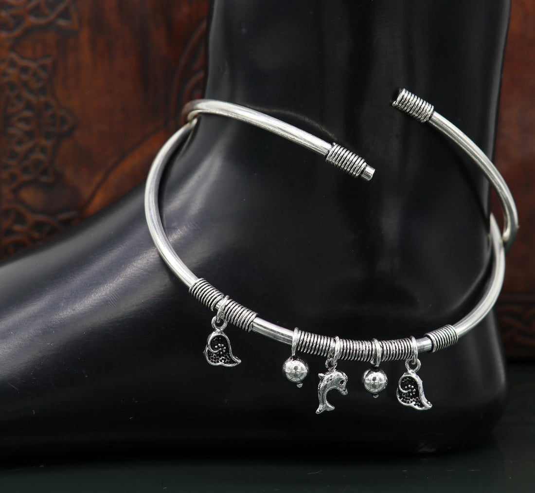 925 sterling silver handmade Customized design charm foot kada bracelet, excellent tribal ankle kada tribal belly dance jewelry nsfk27 - TRIBAL ORNAMENTS