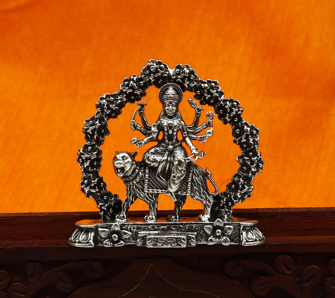 925 Sterling silver Goddess bhawani maa, Pooja Articles, Indian Silver Idols, handcrafted Mataji statue sculpture amazing gifting Art02 - TRIBAL ORNAMENTS