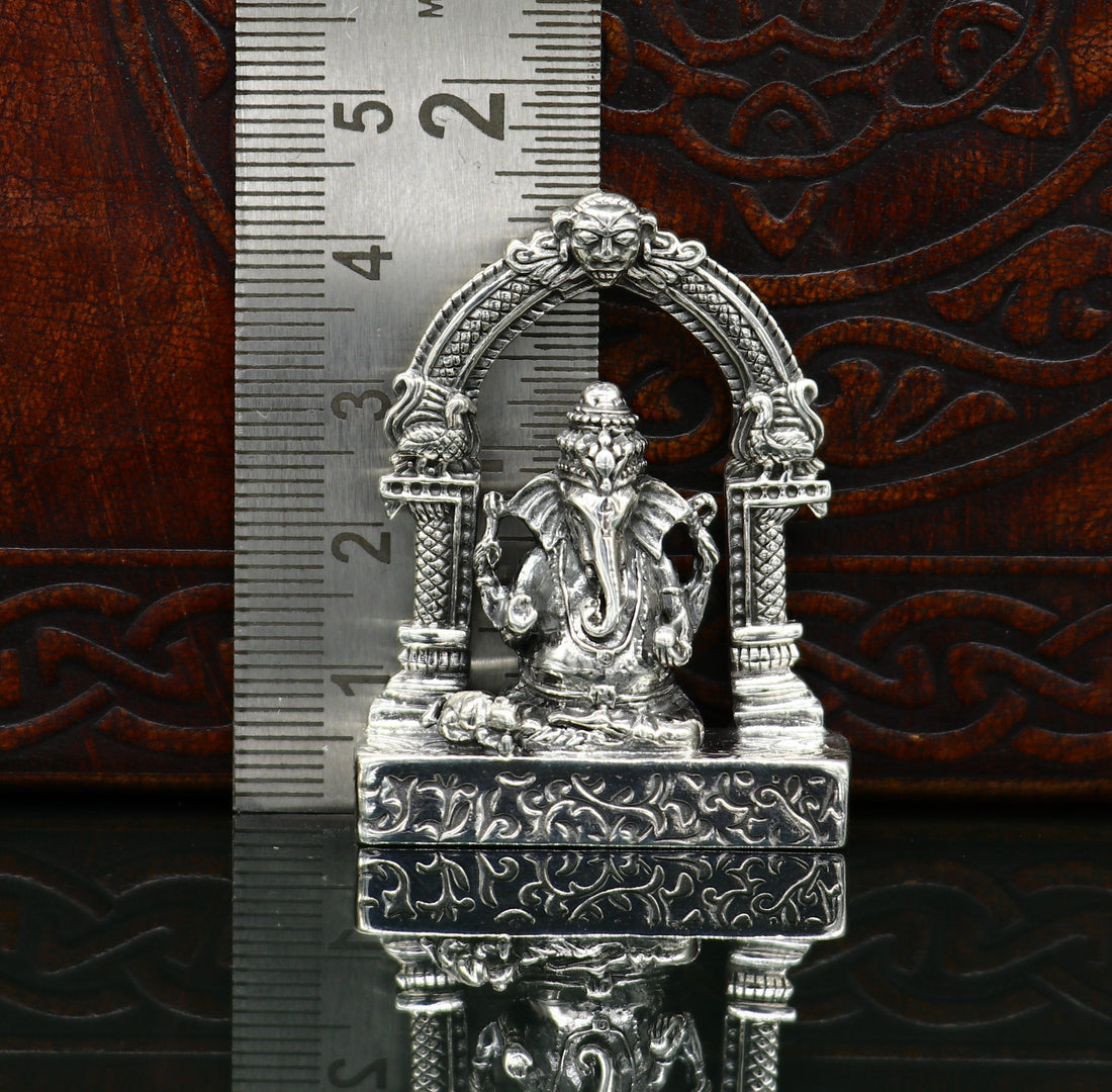 925 Sterling silver Idol lord Ganesha, Pooja Articles, Indian Silver Idols, handcrafted Ganesh statue sculpture amazing gifting Art03 - TRIBAL ORNAMENTS