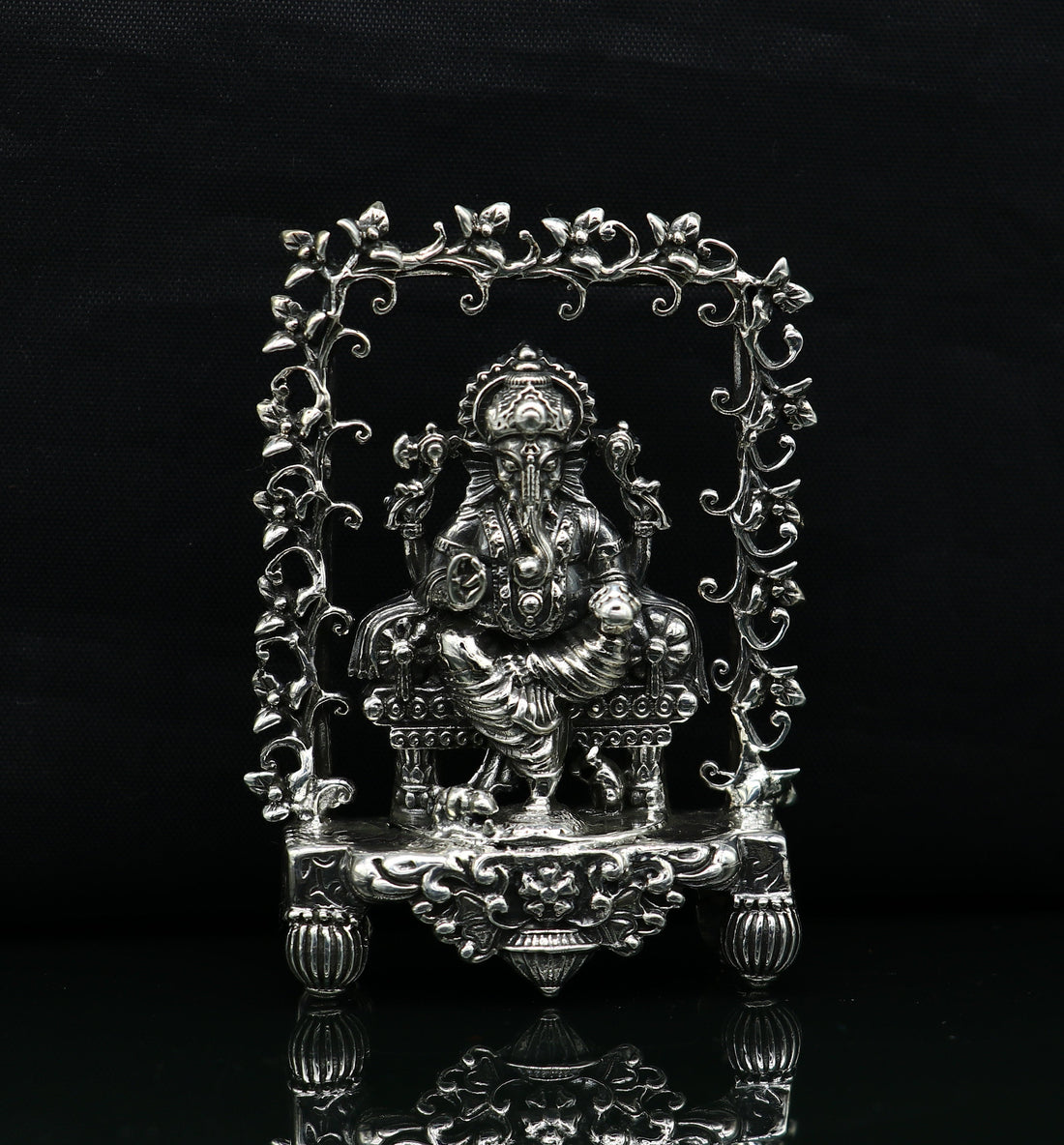 925 Sterling silver Idol lord Ganesha, Pooja puja Articles, Indian Silver Idols, handcrafted Ganesh statue sculpture amazing gifting Art04 - TRIBAL ORNAMENTS