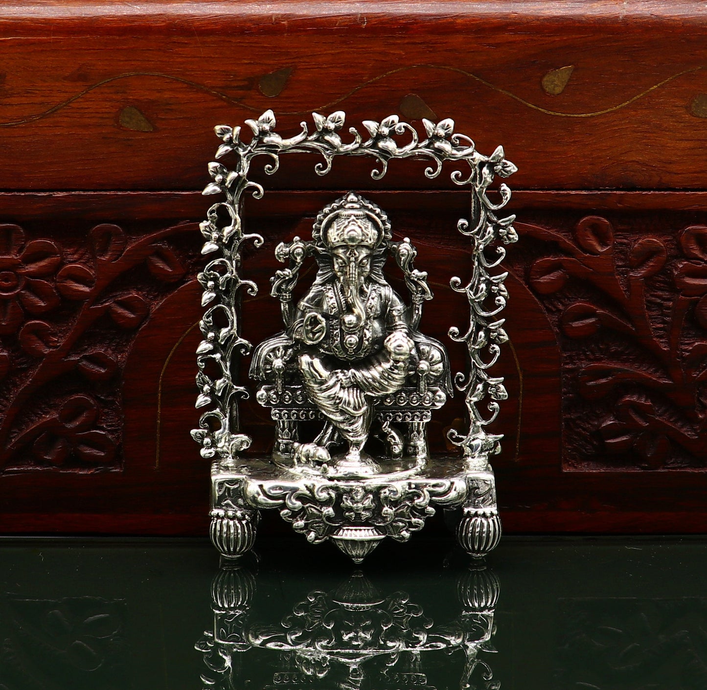 925 Sterling silver Idol lord Ganesha, Pooja puja Articles, Indian Silver Idols, handcrafted Ganesh statue sculpture amazing gifting Art04 - TRIBAL ORNAMENTS