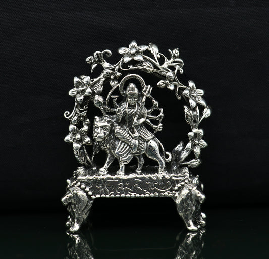 925 Sterling silver Goddess Bhawani mata, Pooja Articles, Indian Silver Idols, handcrafted Mataji statue sculpture amazing gifting Art06 - TRIBAL ORNAMENTS