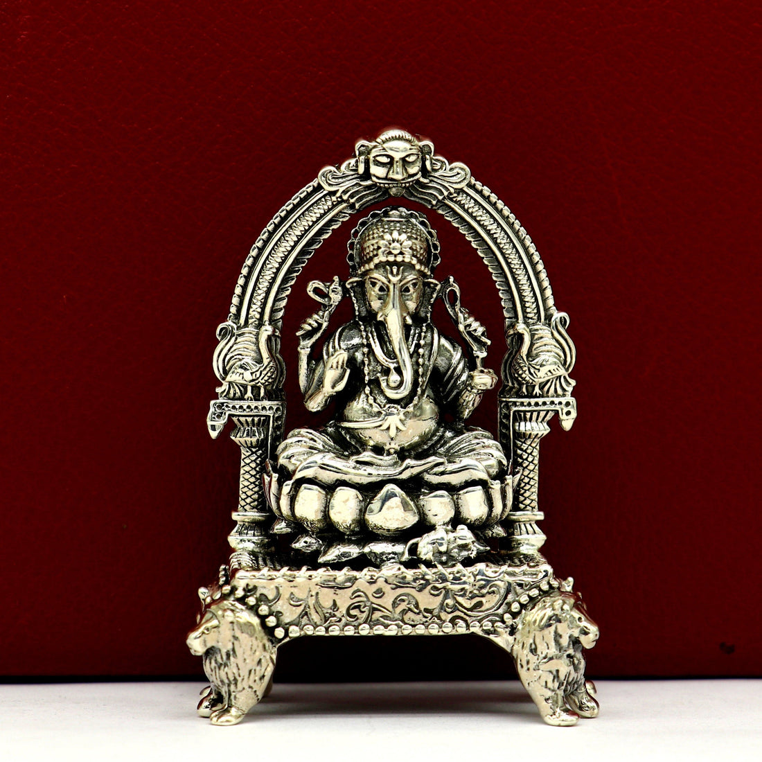 Pure 925 Sterling silver Idol Ganesha figurine puja Articles, Indian Silver Idols, handcrafted Ganesh statue sculpture for car, home Art07 - TRIBAL ORNAMENTS