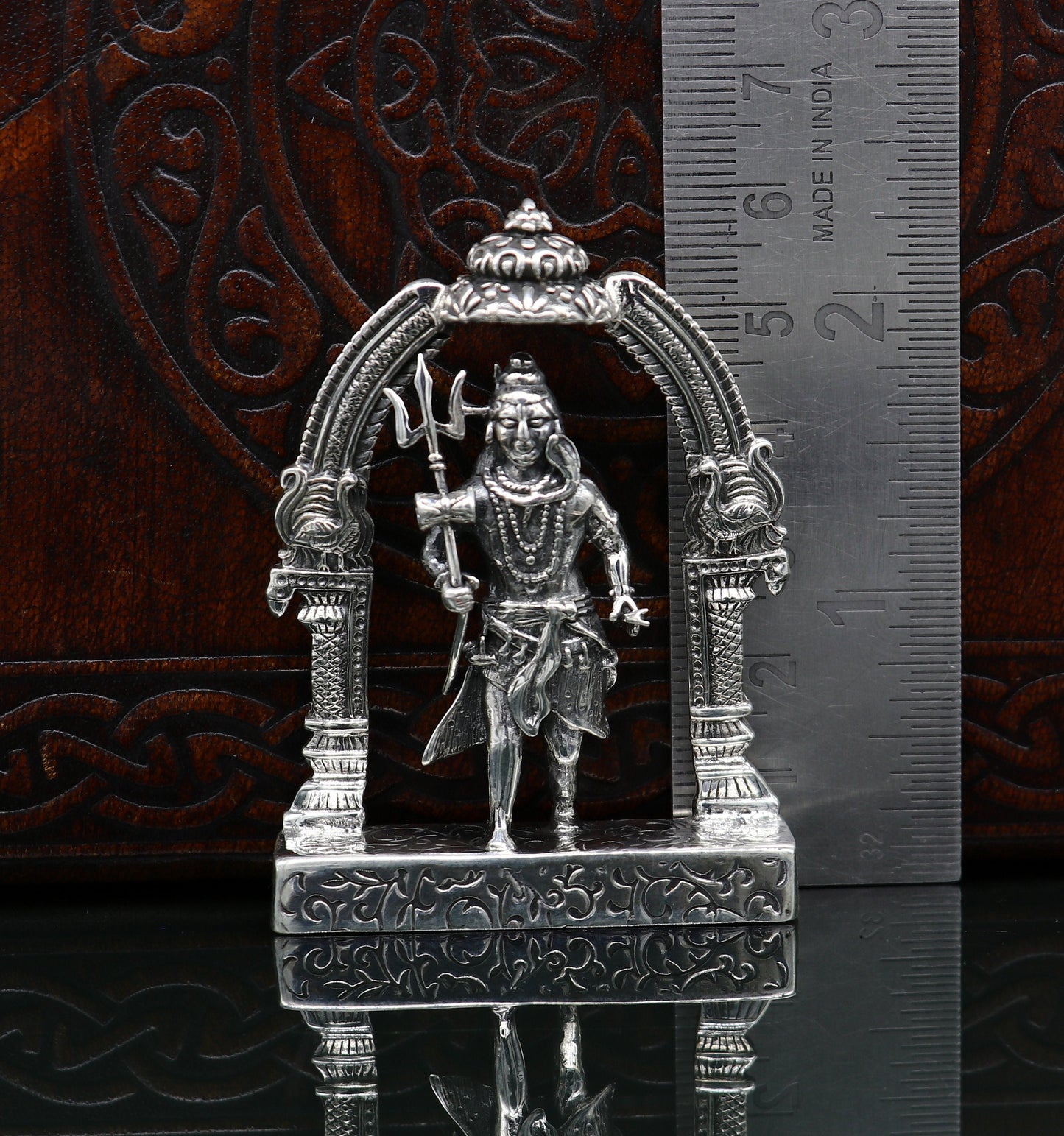 925 Sterling silver handmade vintage look indian hindu idols Lord Shiva with trident stunning statue figurine, puja articles best gift art09 - TRIBAL ORNAMENTS