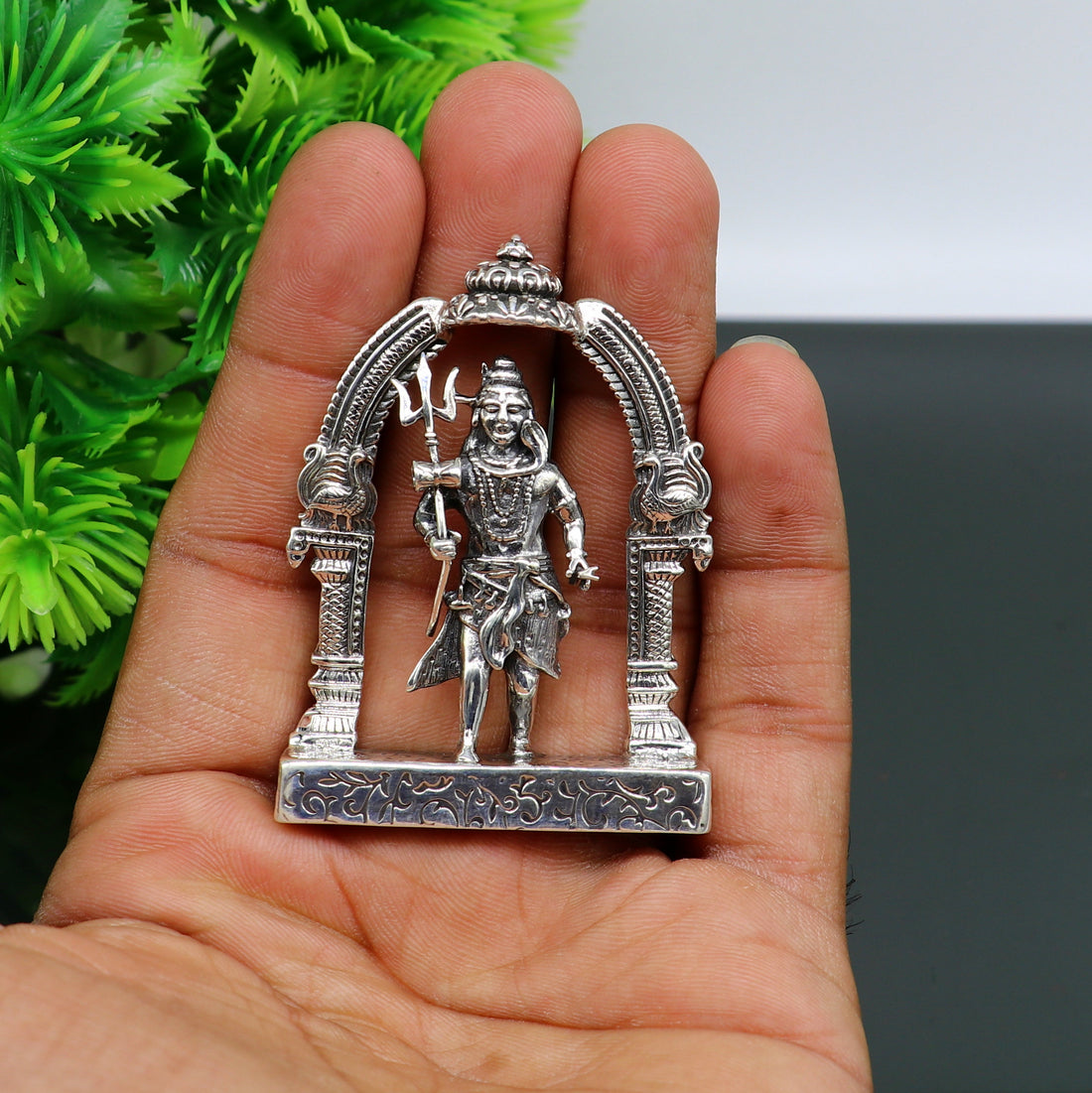 925 Sterling silver handmade vintage look indian hindu idols Lord Shiva with trident stunning statue figurine, puja articles best gift art09 - TRIBAL ORNAMENTS