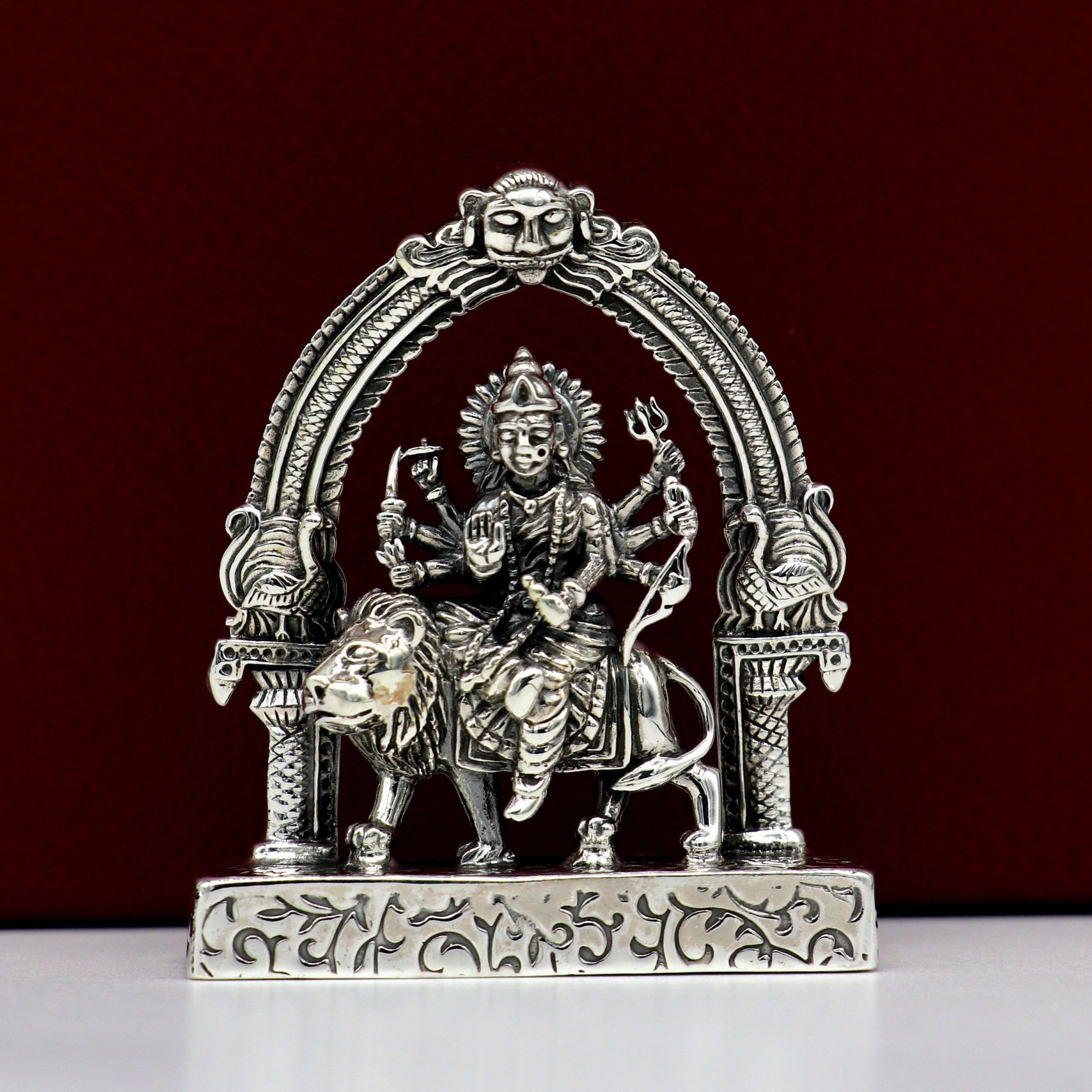 Gold Plated Durga Maa Photo with Charan Paduka for House Warming Gift US |  eBay