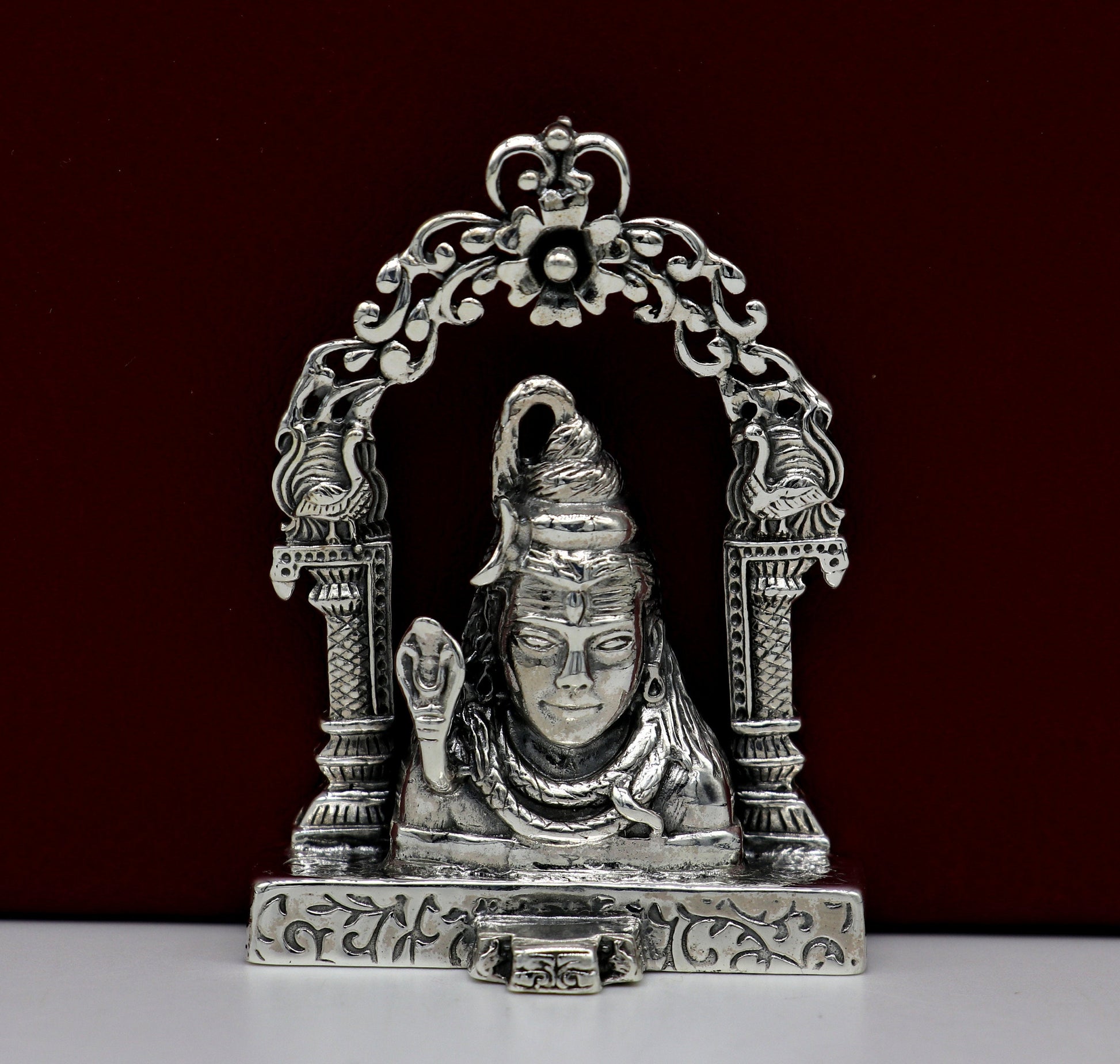 925 Sterling silver handmade antique look Indian Hindu idols Lord Shiva stunning statue figurine, puja articles best decorative gift art11 - TRIBAL ORNAMENTS