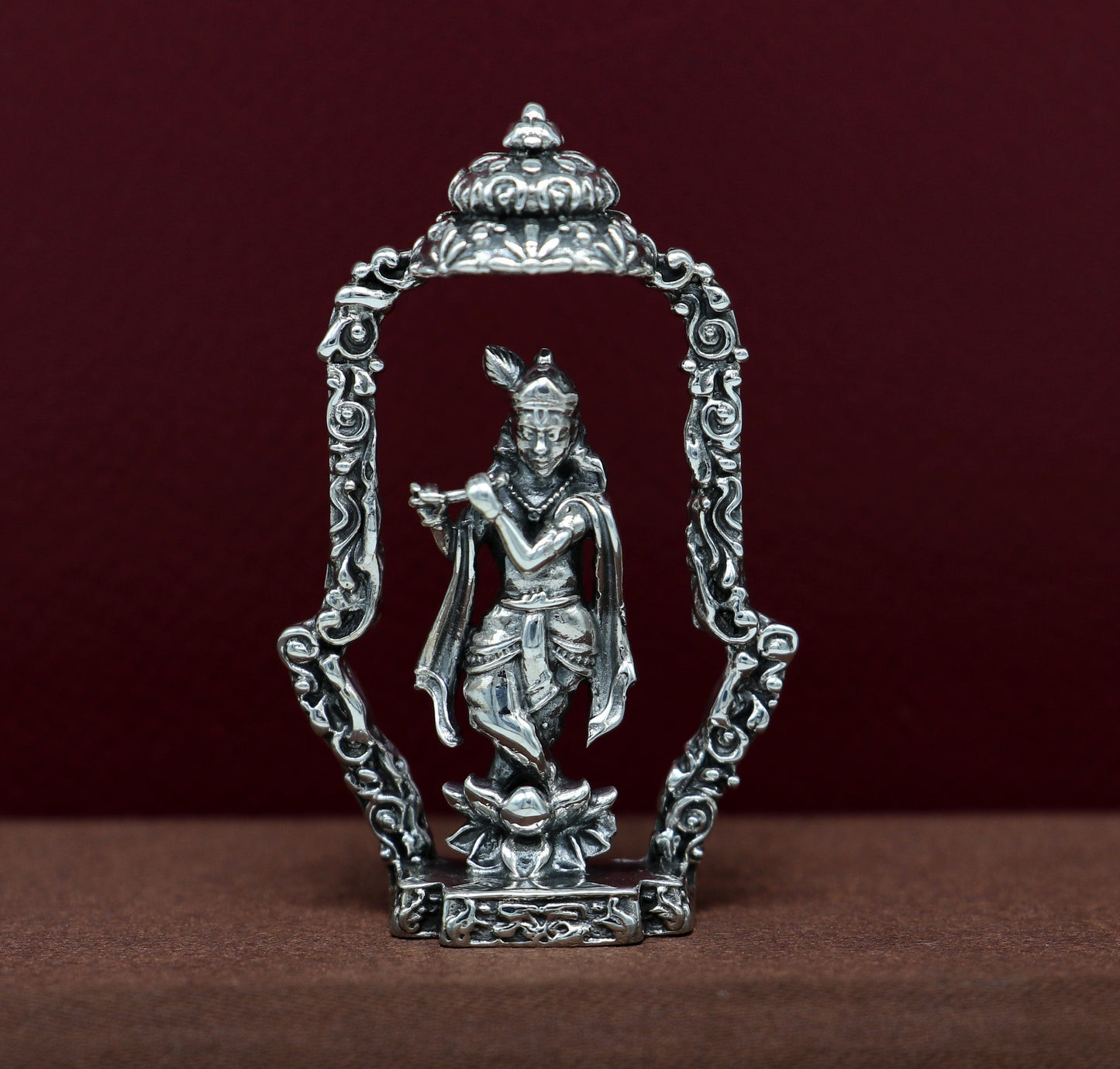 925 Sterling silver handmade antique design Idols Lord krishna with flute standing Statue figurine, puja articles decorative gift art16 - TRIBAL ORNAMENTS