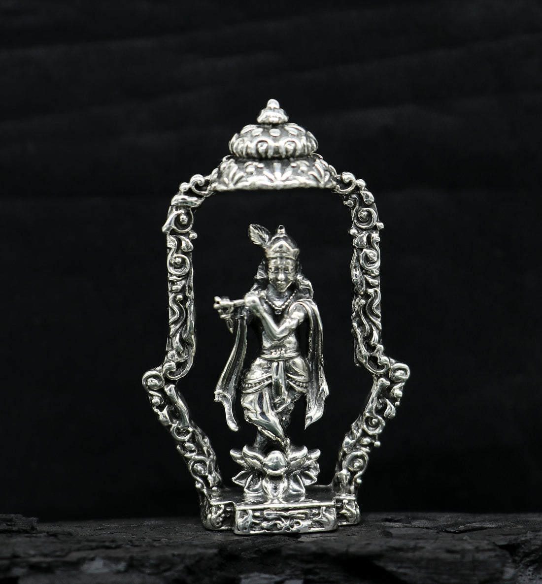 925 Sterling silver handmade antique design Idols Lord krishna with flute standing Statue figurine, puja articles decorative gift art16 - TRIBAL ORNAMENTS