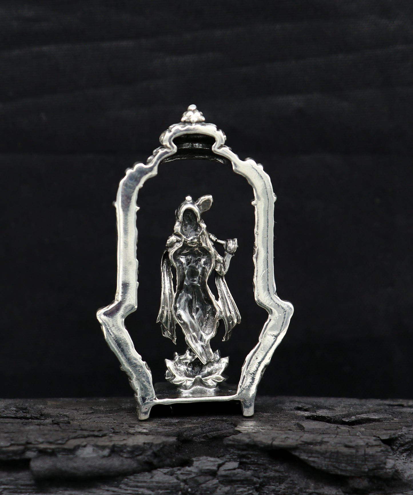 925 Sterling silver handmade antique design Idols Lord krishna with flute standing Statue figurine, puja articles decorative gift art16 - TRIBAL ORNAMENTS