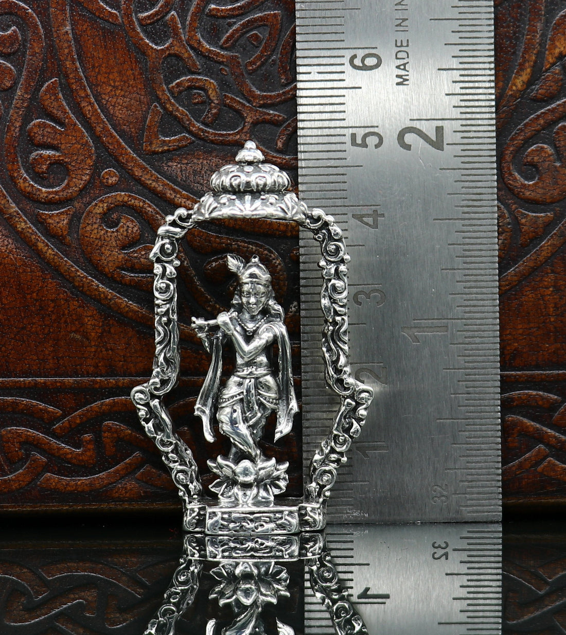 925 Sterling silver handmade antique design Idols Lord krishna with flute standing Statue figurine, puja articles decorative gift art16 - TRIBAL ORNAMENTS