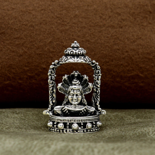 925 Sterling silver handmade antique design Idols Lord Shiva Mahakaal exclusive Statue figurine, puja articles decorative gift art18 - TRIBAL ORNAMENTS