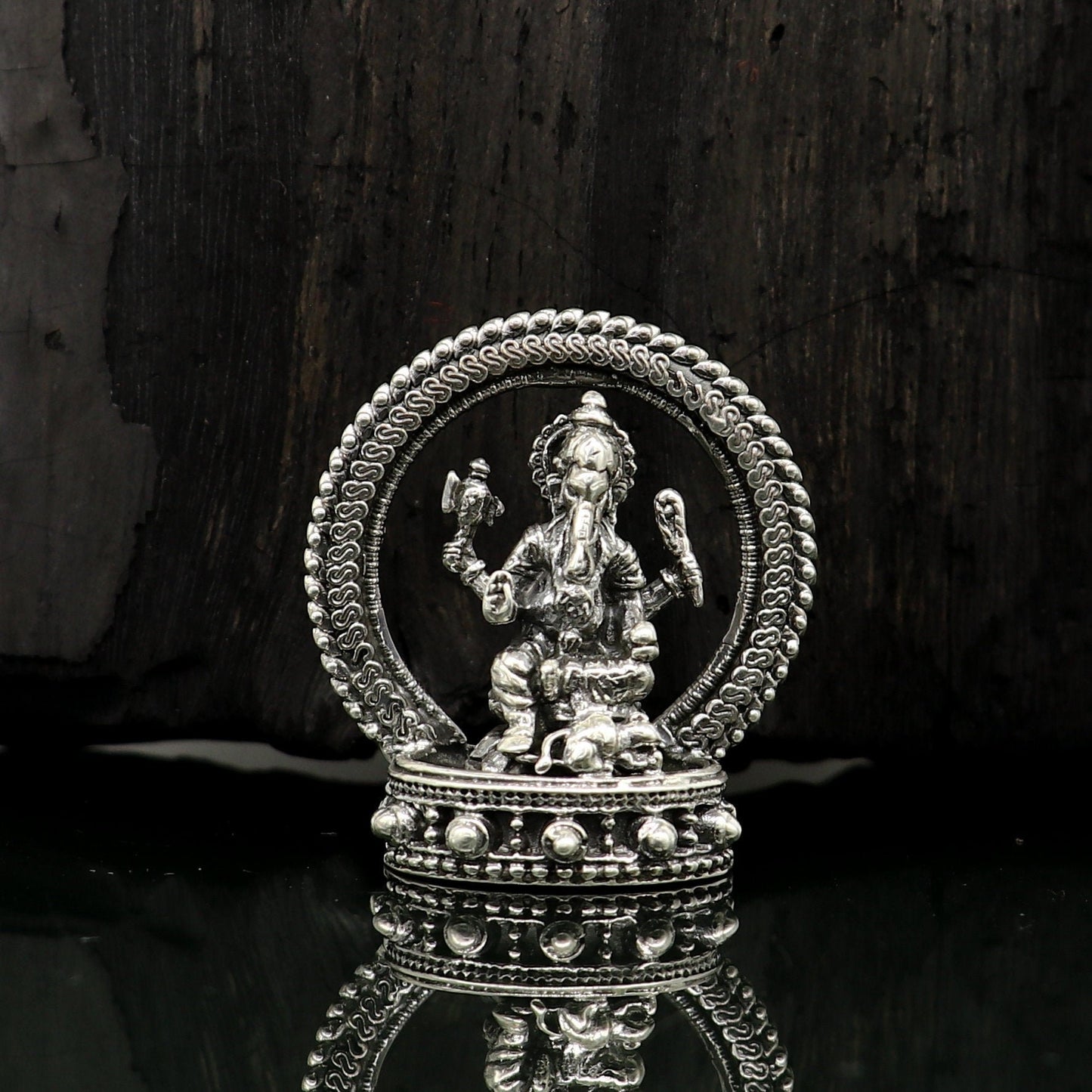 Pure 925 Sterling silver handmade antique design Idols Lord Ganesha exclusive Statue figurine, puja articles decorative gift art19 - TRIBAL ORNAMENTS