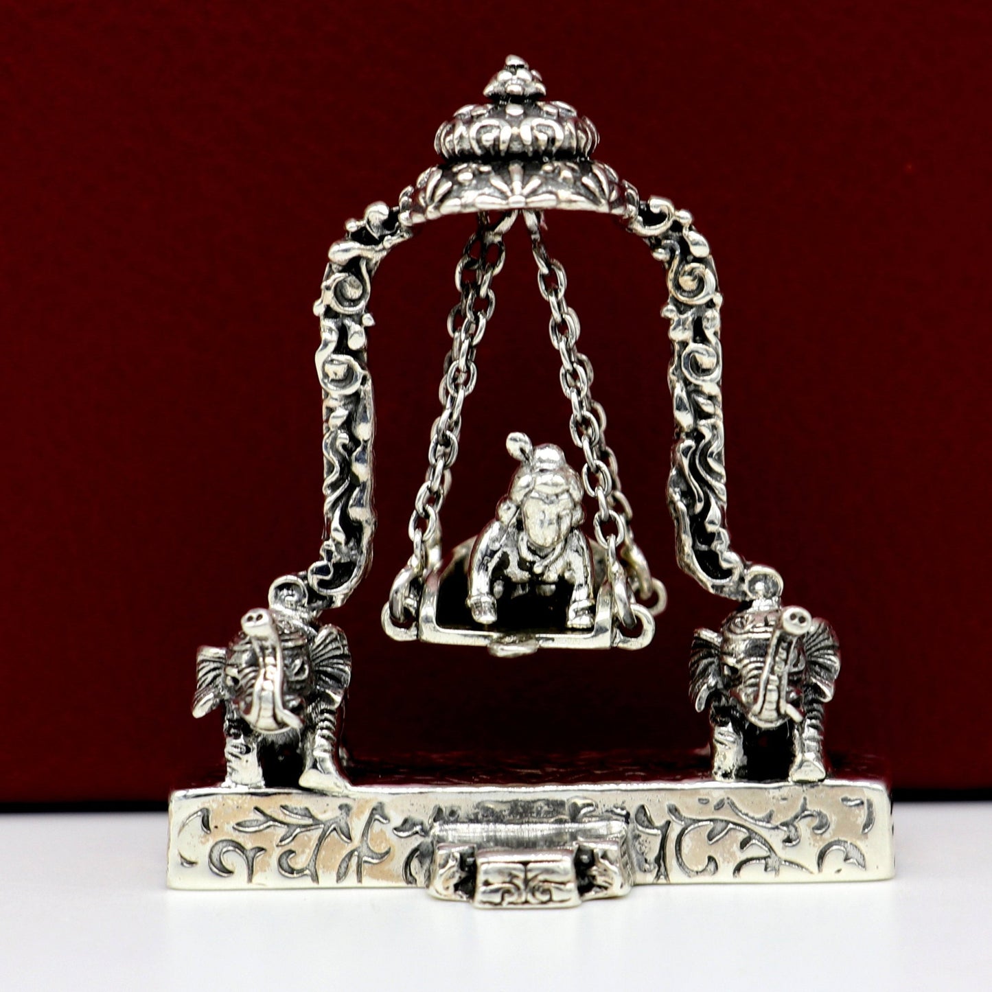 925 Sterling silver handmade custom design Idols Lord Krishna with swing , Bal Gopala Statue figurine, puja articles decorative gift art20 - TRIBAL ORNAMENTS