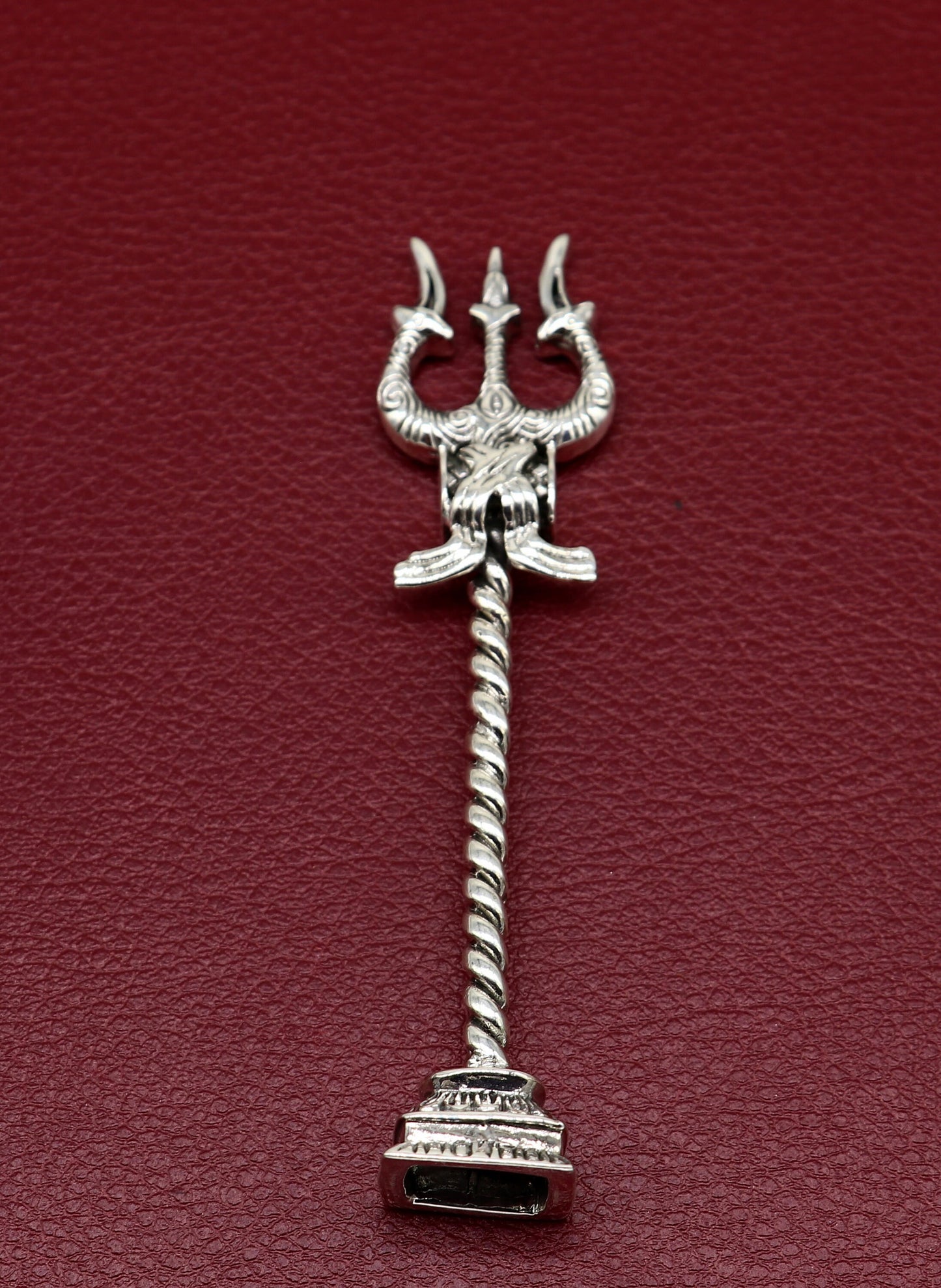 925 Sterling silver handmade lord Shiva trident with Damaru, fabulous craftsmanship Mahadev trishul, best collectible puja article art23 - TRIBAL ORNAMENTS