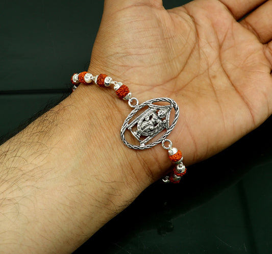 925 sterling silver custom Tirupati Balaji design Rakhi Bracelet, special personalized gift for yoru brother and silster gift rk010 - TRIBAL ORNAMENTS