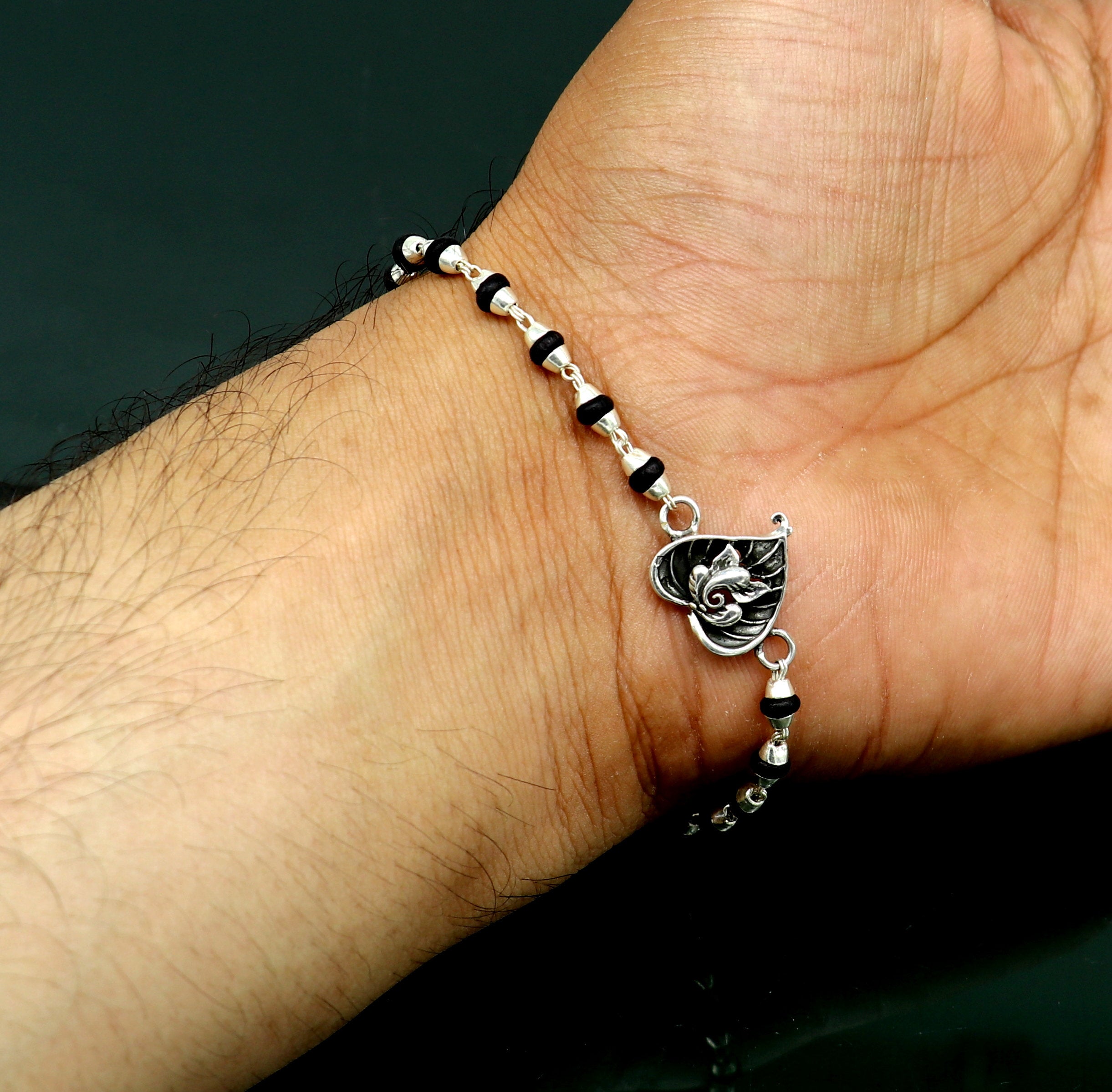 Buy Ganesh Bracelet STERLING SILVER 925 Lord Ganesha Ganapati Om Ohm Aum  Spiritual Amulet Talisman 8-9 Inches Online in India - Etsy