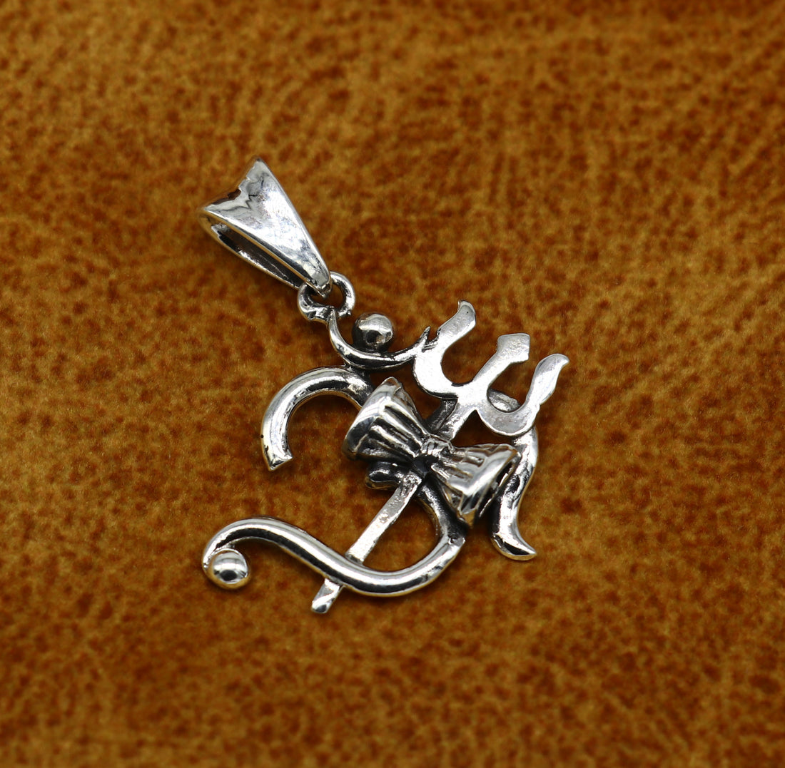 925 sterling silver customize vintage antique style Aum with trident Pendant, amazing design stunning pendant unisex gifting jewelry ssp555 - TRIBAL ORNAMENTS