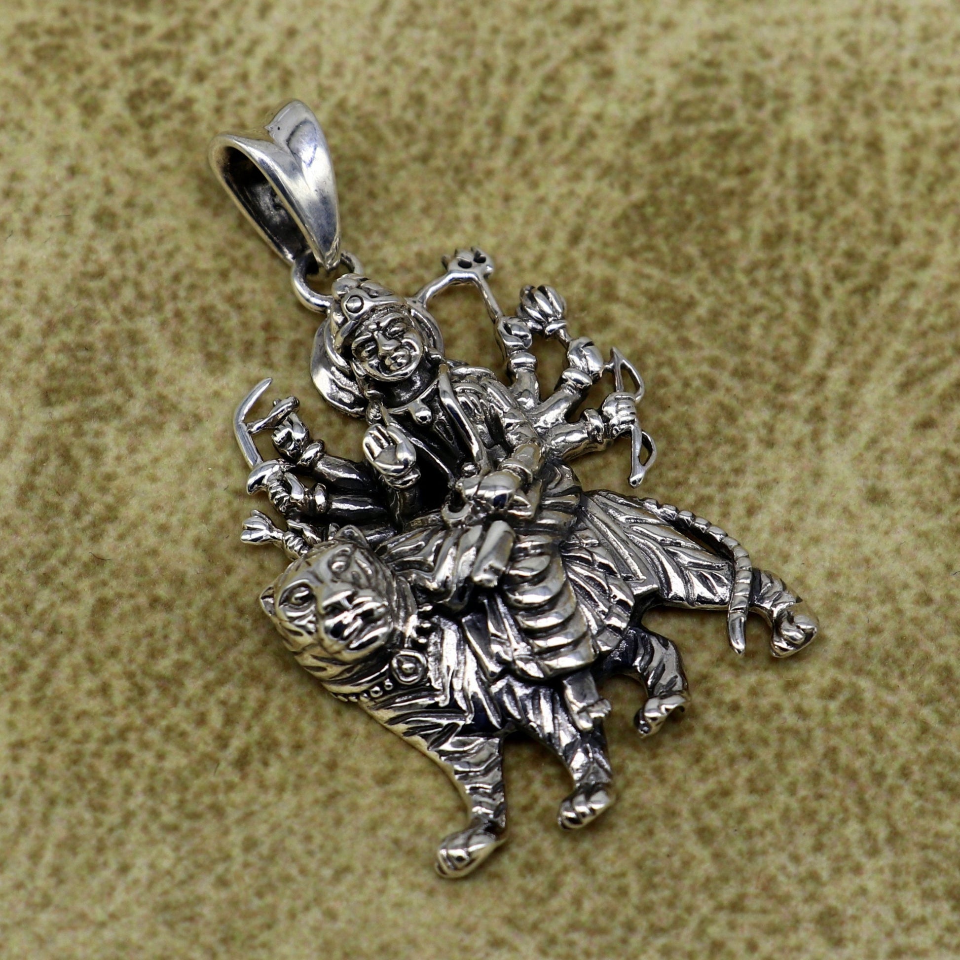 925 sterling silver customized vintage style Goddess Durga/Bhawani MA Pendant, amazing design stunning pendant unisex gifting jewelry ssp500 - TRIBAL ORNAMENTS