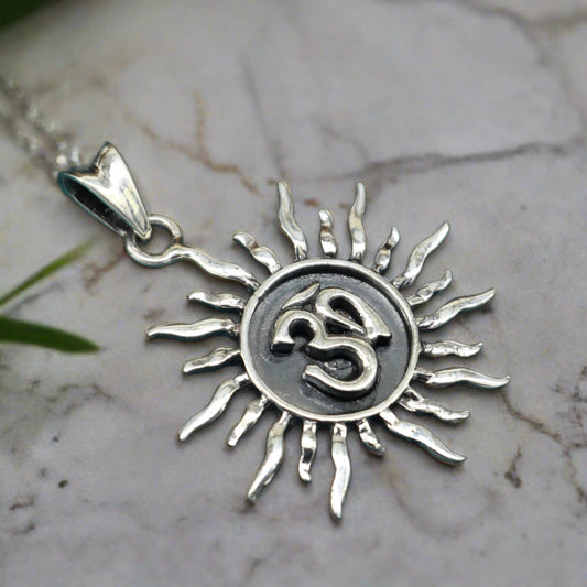 Genuine 925 sterling silver handmade Aum or OM pendant, amazing Exclusive cross design stunning pendant unisex gifting jewelry ssp502 - TRIBAL ORNAMENTS