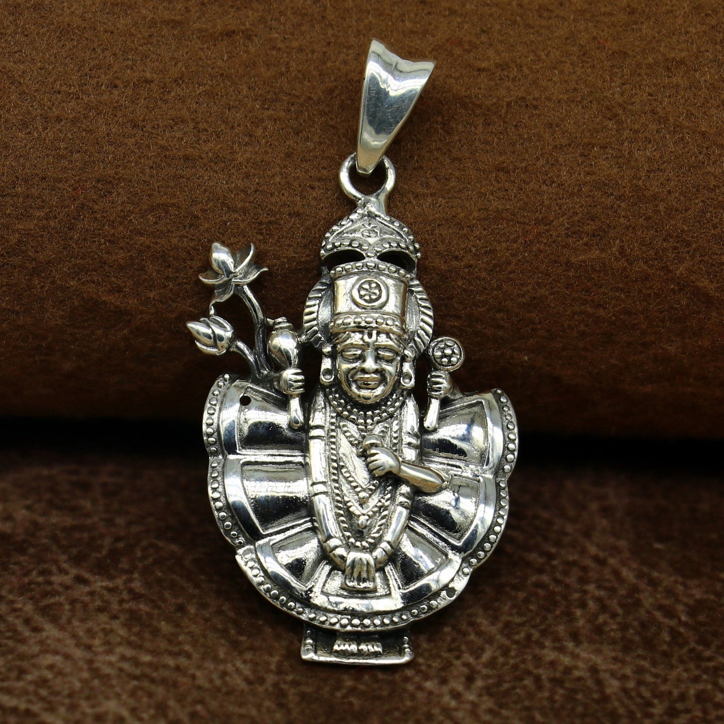 Real 925 sterling silver handmade Hindu god Lord krishna shrinathji pendant, amazing designer fabulous pendant unisex gifting jewelry ssp559 - TRIBAL ORNAMENTS