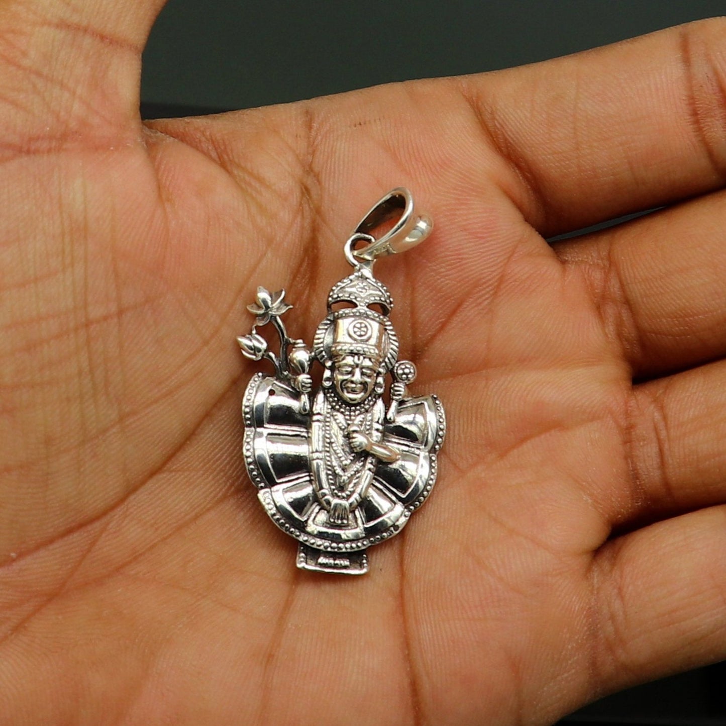 Real 925 sterling silver handmade Hindu god Lord krishna shrinathji pendant, amazing designer fabulous pendant unisex gifting jewelry ssp559 - TRIBAL ORNAMENTS