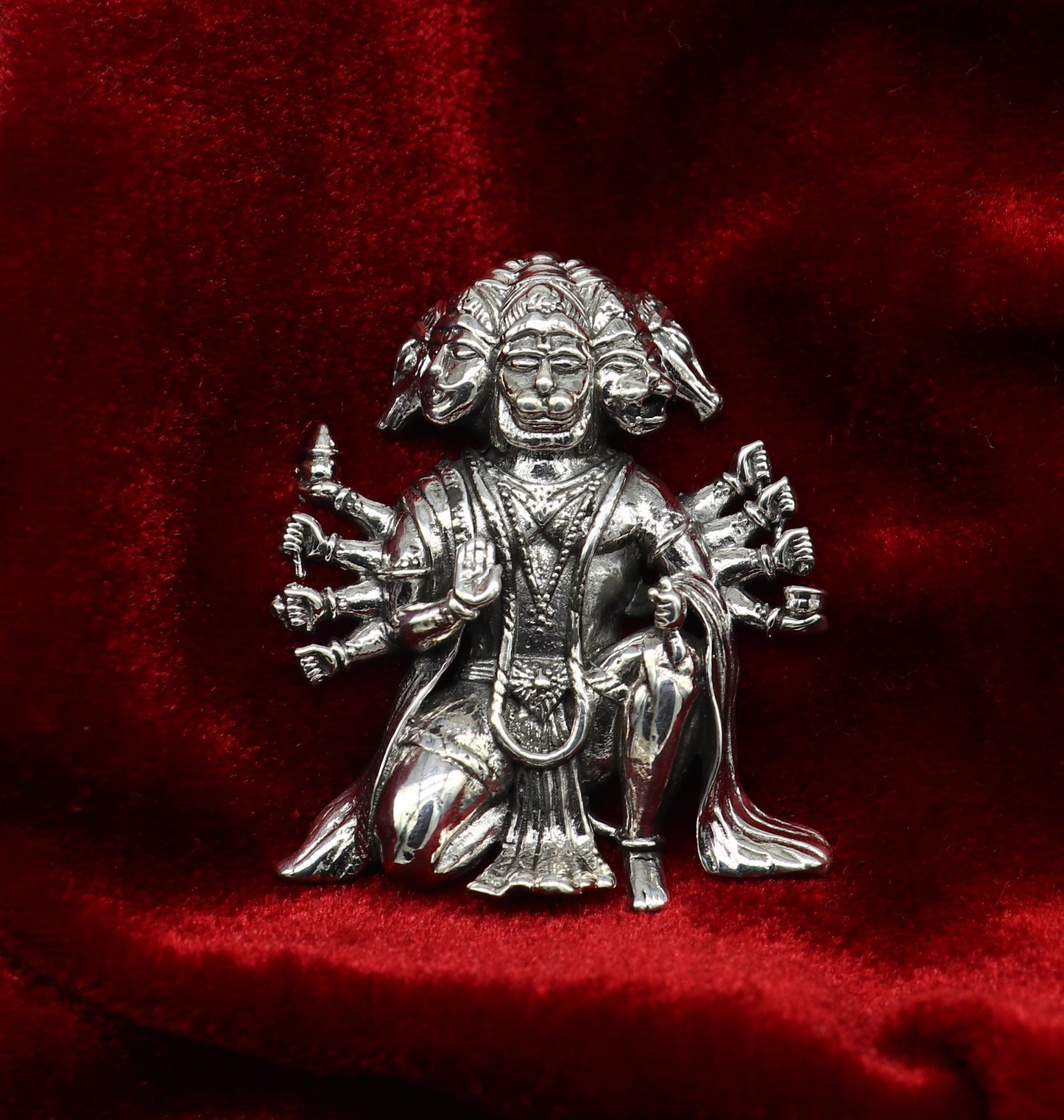 Pure 925 sterling silver handmade Hindu god Lord Panchmukhi Hanuman pendant, amazing designer fabulous pendant unisex gifting jewelry nsp449 - TRIBAL ORNAMENTS