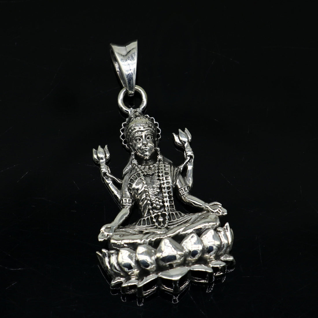 Pure 925 sterling silver handmade Hindu goddess Mahalaxmi pendant, amazing designer fabulous pendant unisex gifting jewelry ssp435 - TRIBAL ORNAMENTS