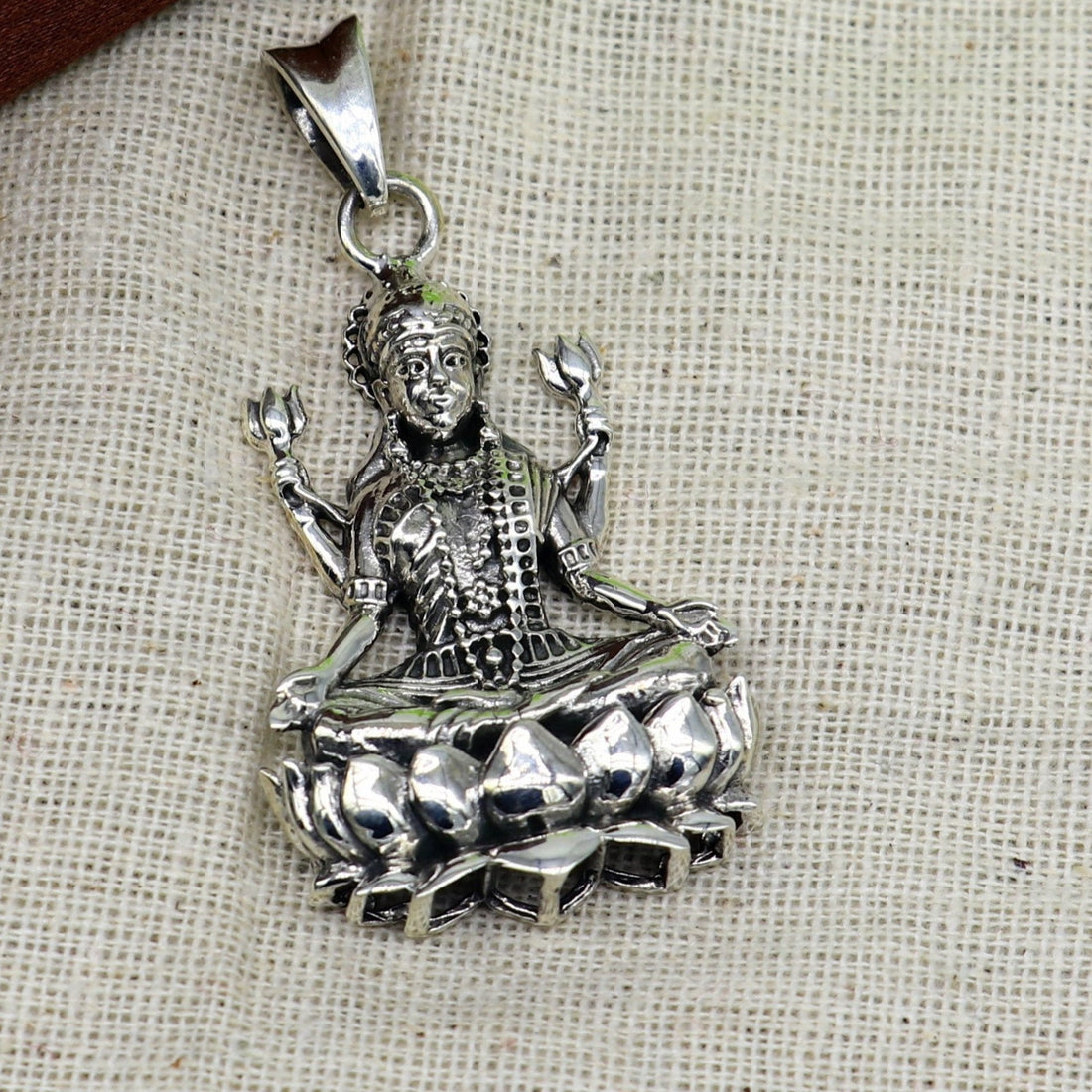 Pure 925 sterling silver handmade Hindu goddess Mahalaxmi pendant, amazing designer fabulous pendant unisex gifting jewelry ssp435 - TRIBAL ORNAMENTS