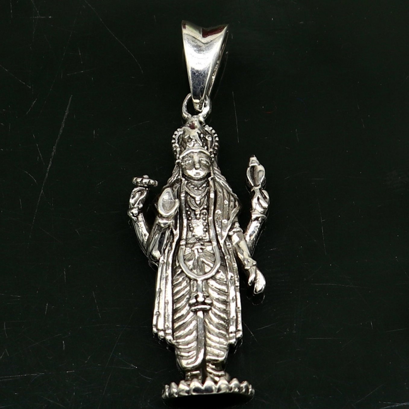 925 sterling silver handmade Hindu idol God Vishnu pendant, amazing designer fabulous pendant unisex gifting jewelry from india ssp491 - TRIBAL ORNAMENTS