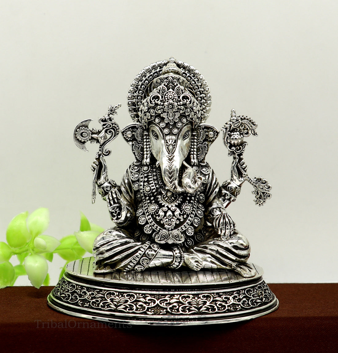 925 Sterling silver handmade customized Hindu God Idol Ganesha statue, puja article figurine, home decor utensils art34 - TRIBAL ORNAMENTS