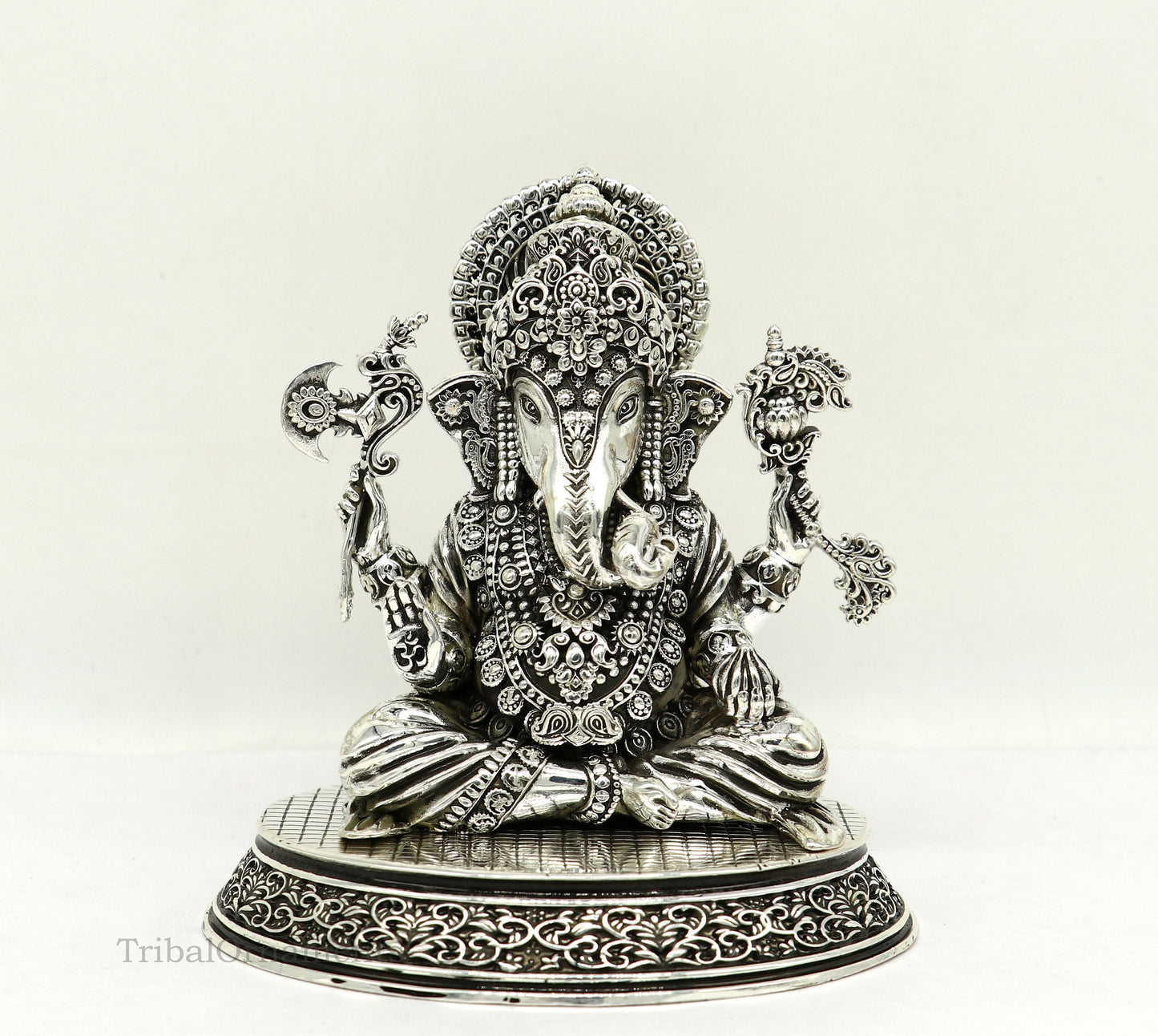 925 Sterling silver handmade customized Hindu God Idol Ganesha statue, puja article figurine, home decor utensils art34 - TRIBAL ORNAMENTS