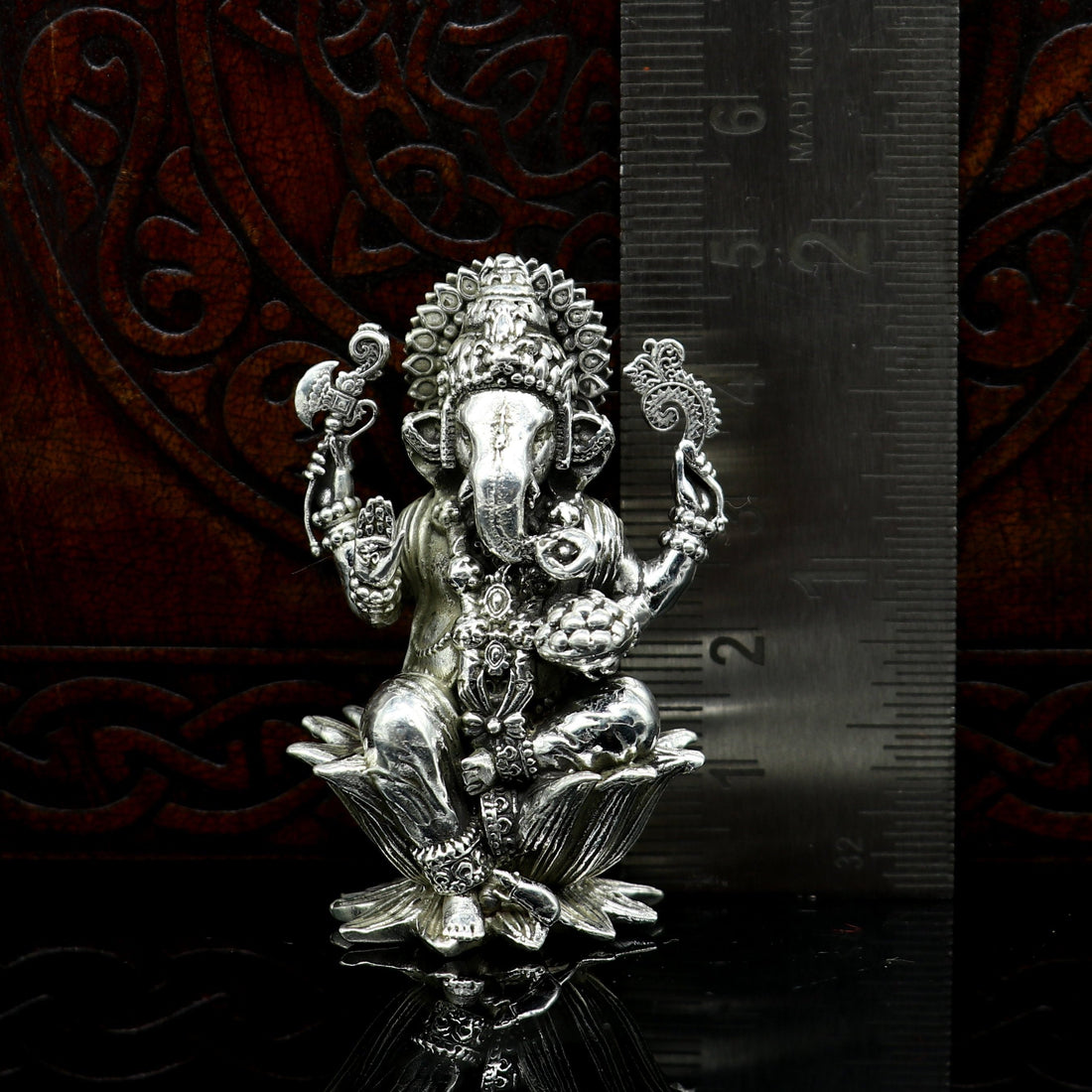 2" small 925 Sterling silver handmade customized Hindu God Idol Ganesha statue, puja article figurine, home decor utensils art31 - TRIBAL ORNAMENTS