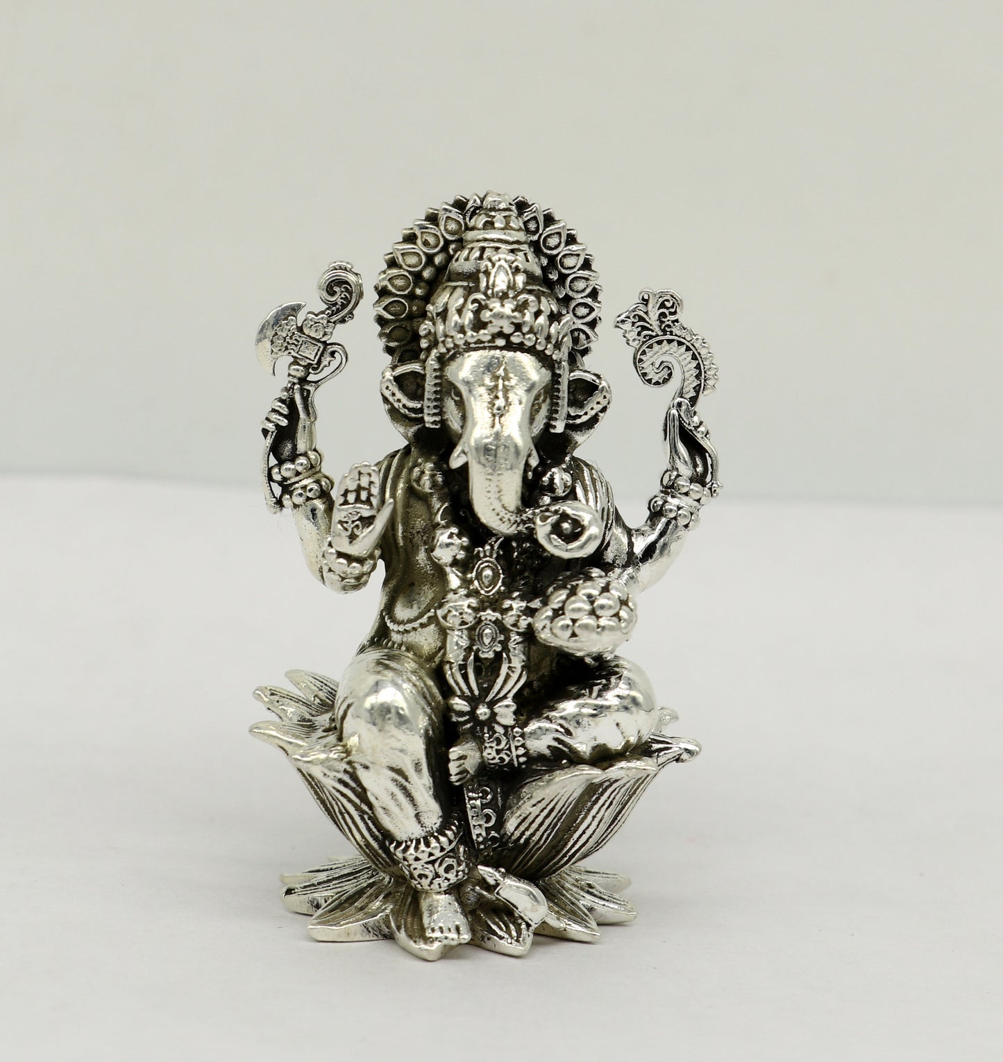 2" small 925 Sterling silver handmade customized Hindu God Idol Ganesha statue, puja article figurine, home decor utensils art31 - TRIBAL ORNAMENTS