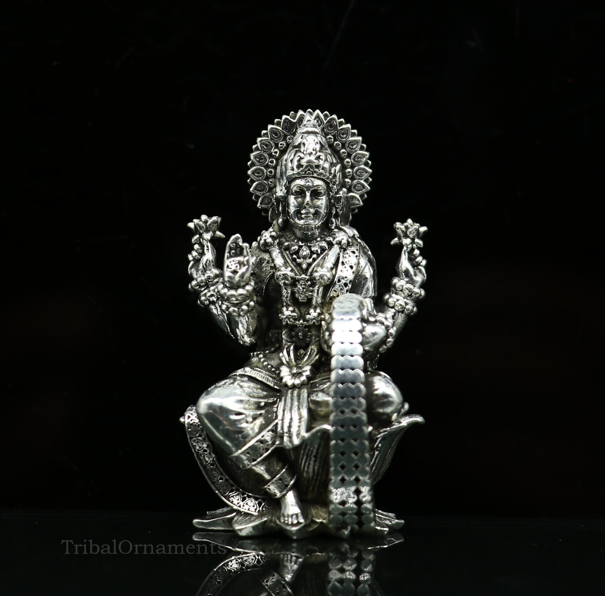 2" small 925 Sterling silver handmade customized Hindu idols Laxmi and Ganesha statue, puja article figurine, home décor puja Articles india - TRIBAL ORNAMENTS