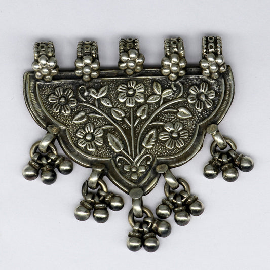 Vintage design handmade 925 solid sterling silver Indian tribal pendant necklace with fabulous hanging bells customized tribal jewelry nsp69 - TRIBAL ORNAMENTS
