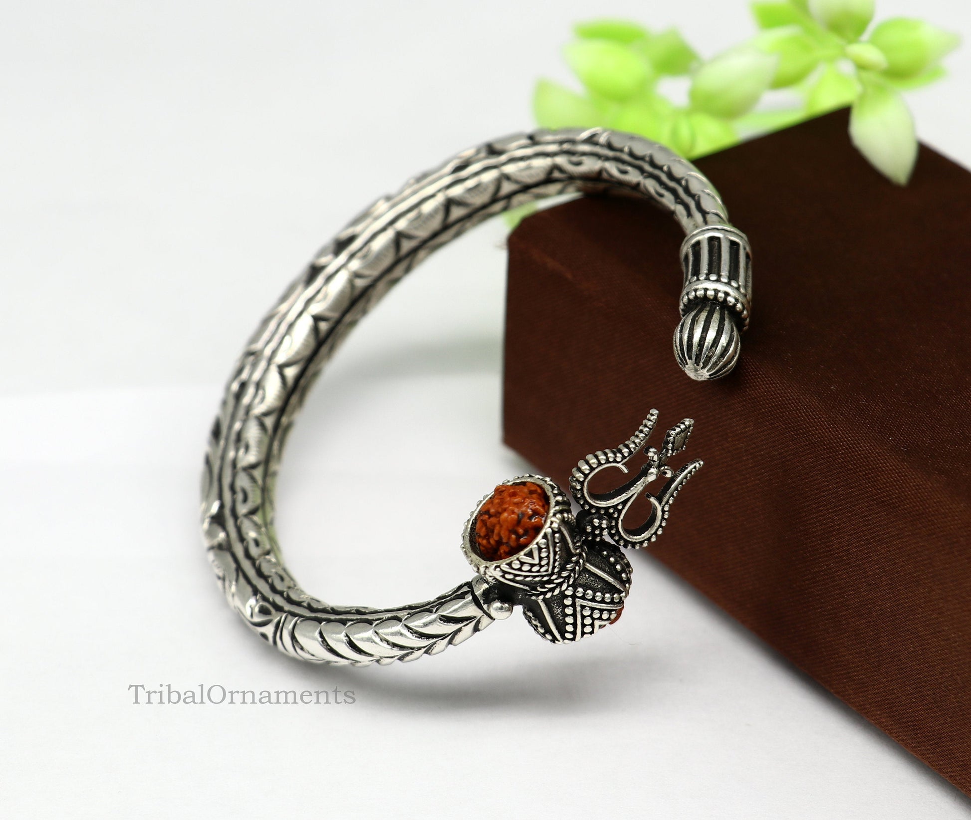 925 sterling silver customized Shiva trident stunning bangle men's bracelet, excellent Nakshi work men's gifting jewelry from India nssk392 - TRIBAL ORNAMENTS