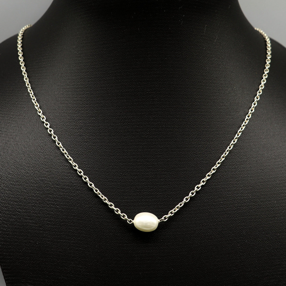 925 sterling silver cutom chain necklace with gorgeous tiny  pearl pendant, best gifting elegant necklace tribal necklace nec165 - TRIBAL ORNAMENTS