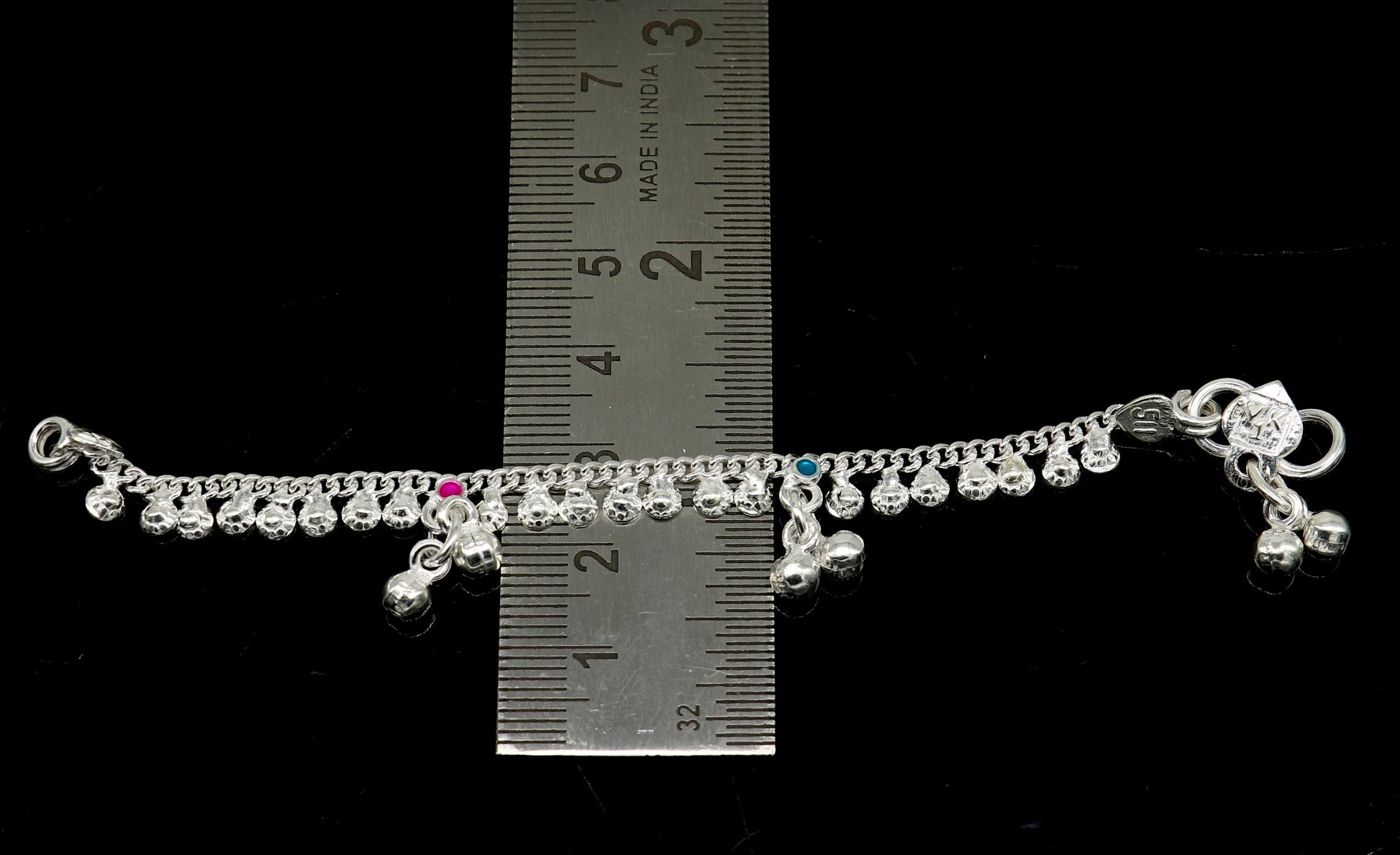 5" long Sterling silver customized baby anklets, gorgeous gift new born baby anklets kids jewelry, trendy stylish ankle bracelet ank367 - TRIBAL ORNAMENTS