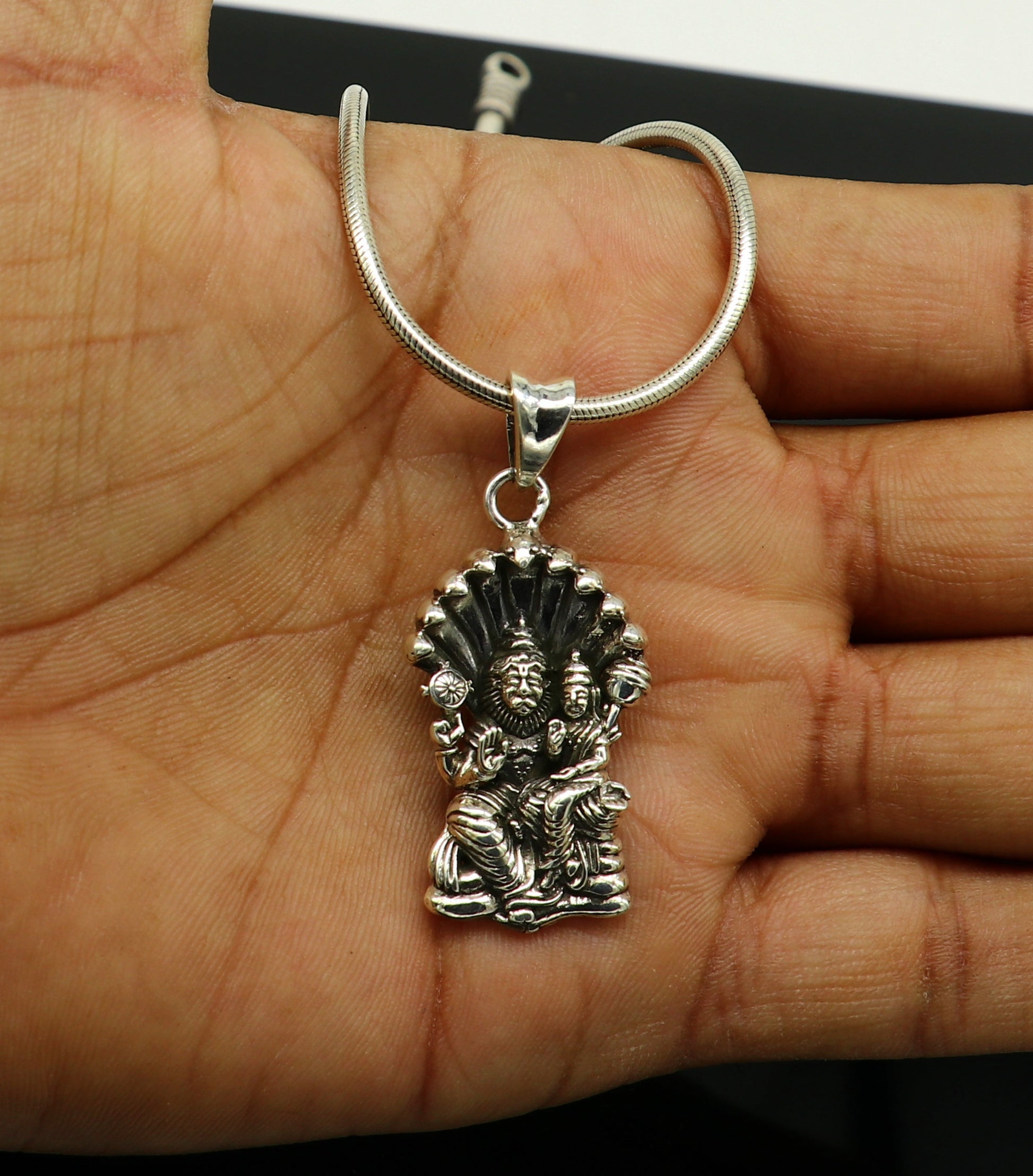 925 sterling silver handmade Vishnu with Laxmi (narsimha)pendant, amazing stylish unisex pendant locket personalized jewelry ssp445 - TRIBAL ORNAMENTS