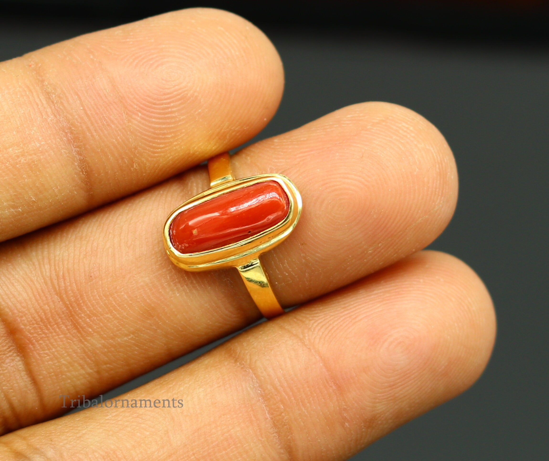 Chrame Silver Red Coral Ring for Party 8mm*10mm Natural Precious Coral  Silver Ring Solid
