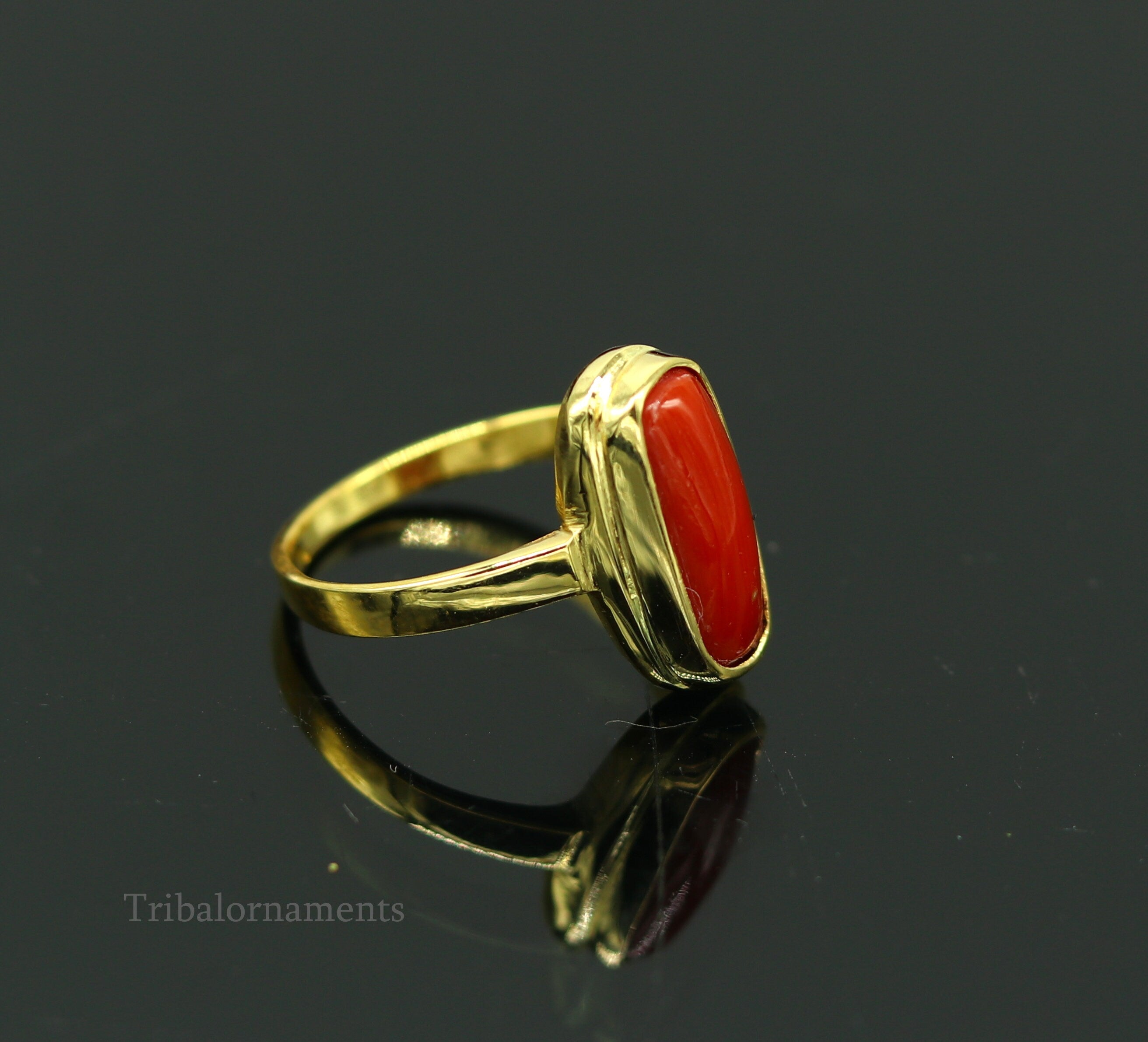 Red Coral Silver Ring Huge Size | Eredi Jovon Venice