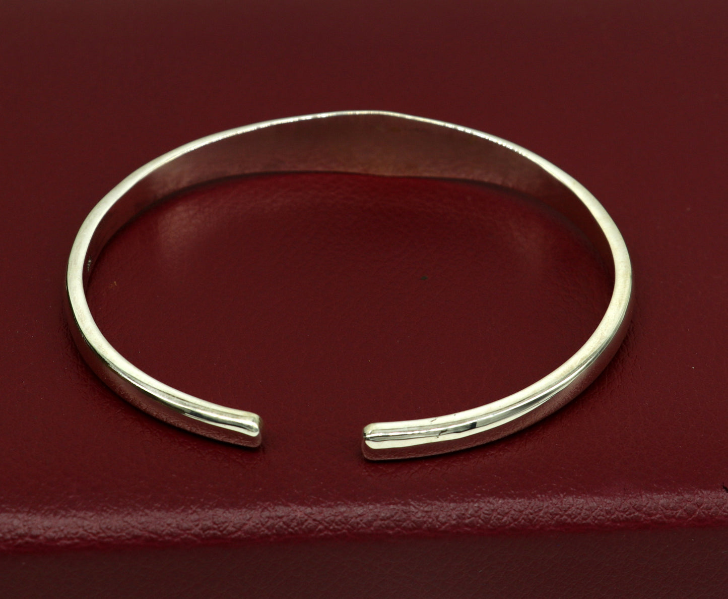 925 sterling silver handmade plain shine design adjustable bangle bracelet kada, unique design personalized kada bangle from india cuff53 - TRIBAL ORNAMENTS