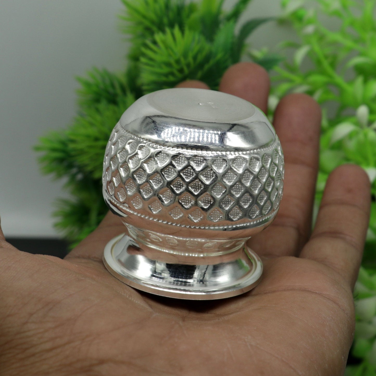 925 sterling silver handmade gorgeous kalash or pot, unique special silver puja article, water or milk kalas pot from india sv159 - TRIBAL ORNAMENTS