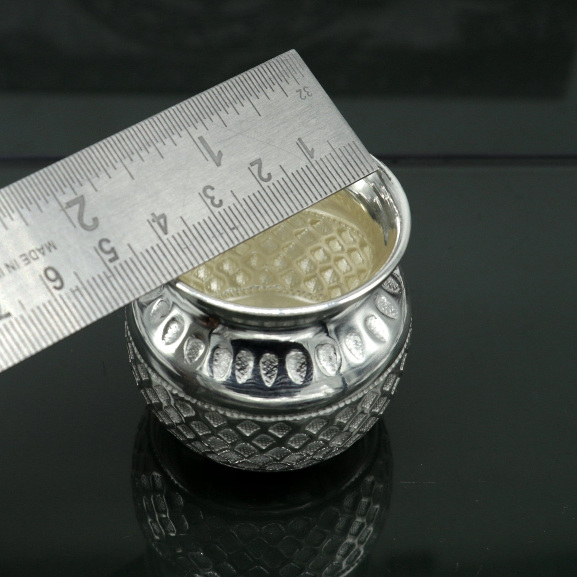 925 sterling silver handmade gorgeous kalash or pot, unique special silver puja article, water or milk kalas pot from india sv159 - TRIBAL ORNAMENTS