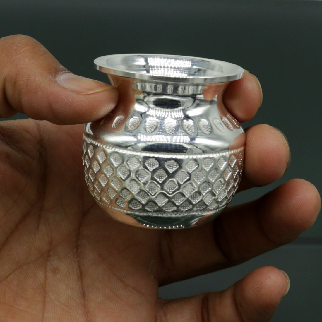 925 sterling silver handmade gorgeous kalash or pot, unique special silver puja article, water or milk kalas pot from india sv159 - TRIBAL ORNAMENTS