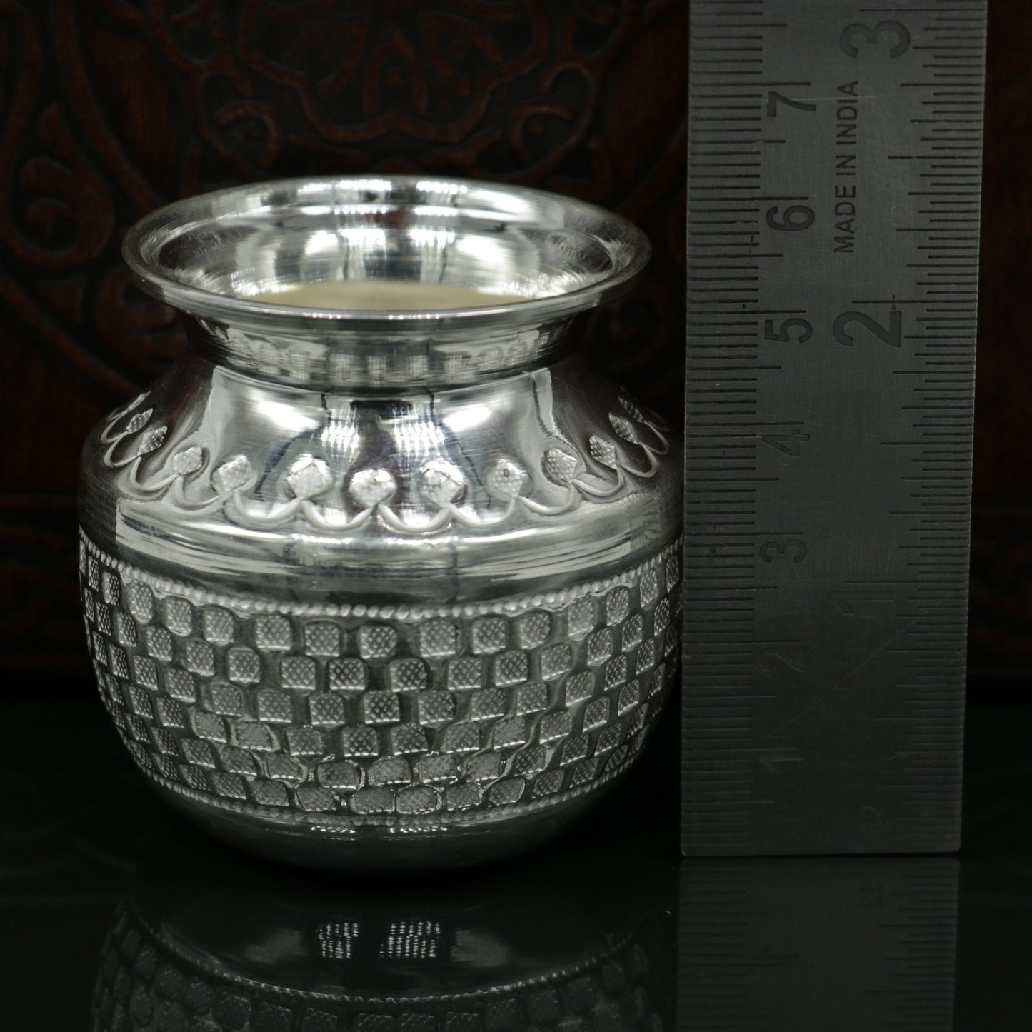 Pure 925 sterling silver handmade vintage design kalash or pot, unique special silver puja article, water or milk kalas pot from india sv160 - TRIBAL ORNAMENTS