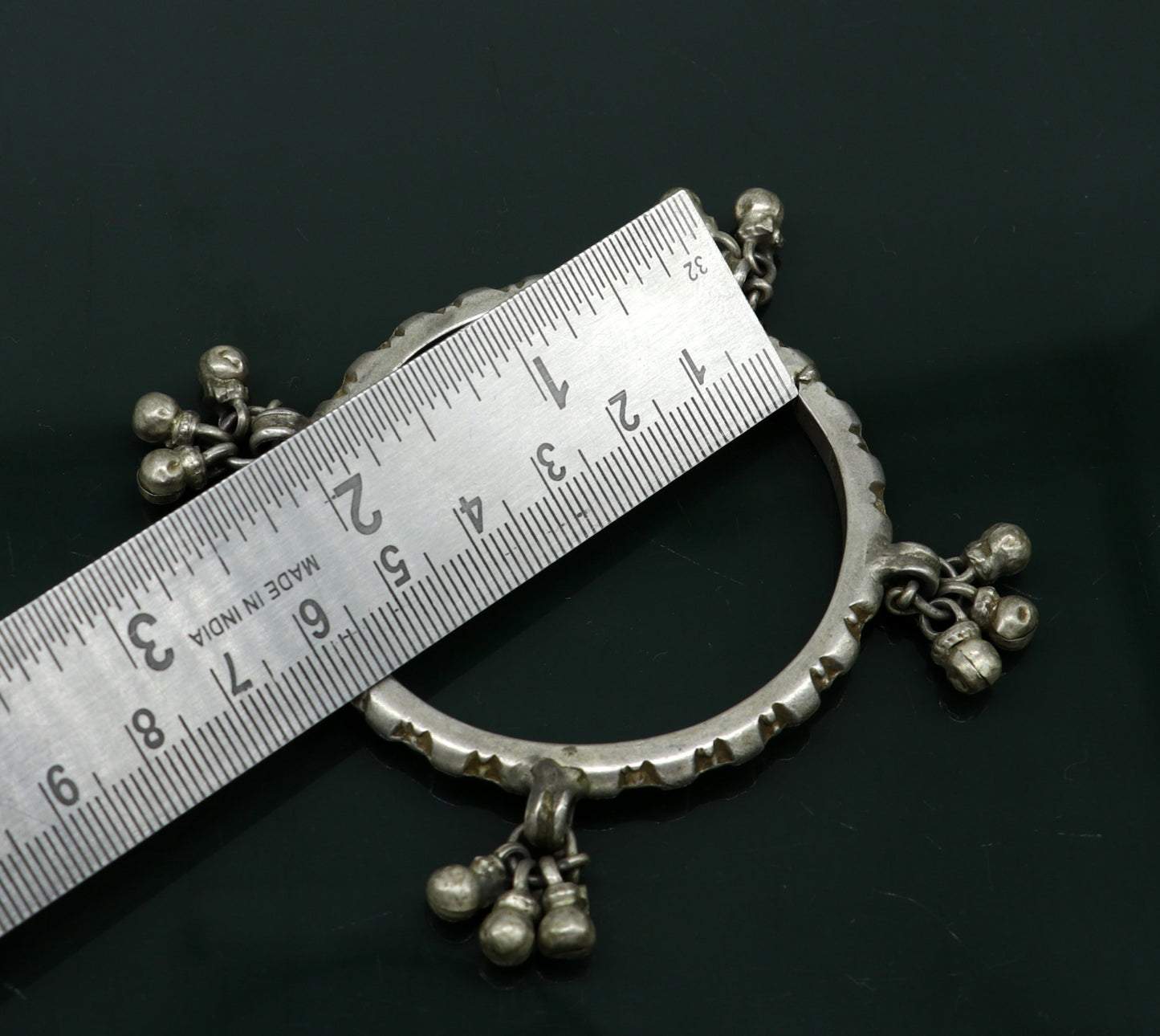 Solid silver handmade vintage antique traditional banjara bangle bracelet with jingling bells, indian ethnic tribal bangles for girl's sba23 - TRIBAL ORNAMENTS