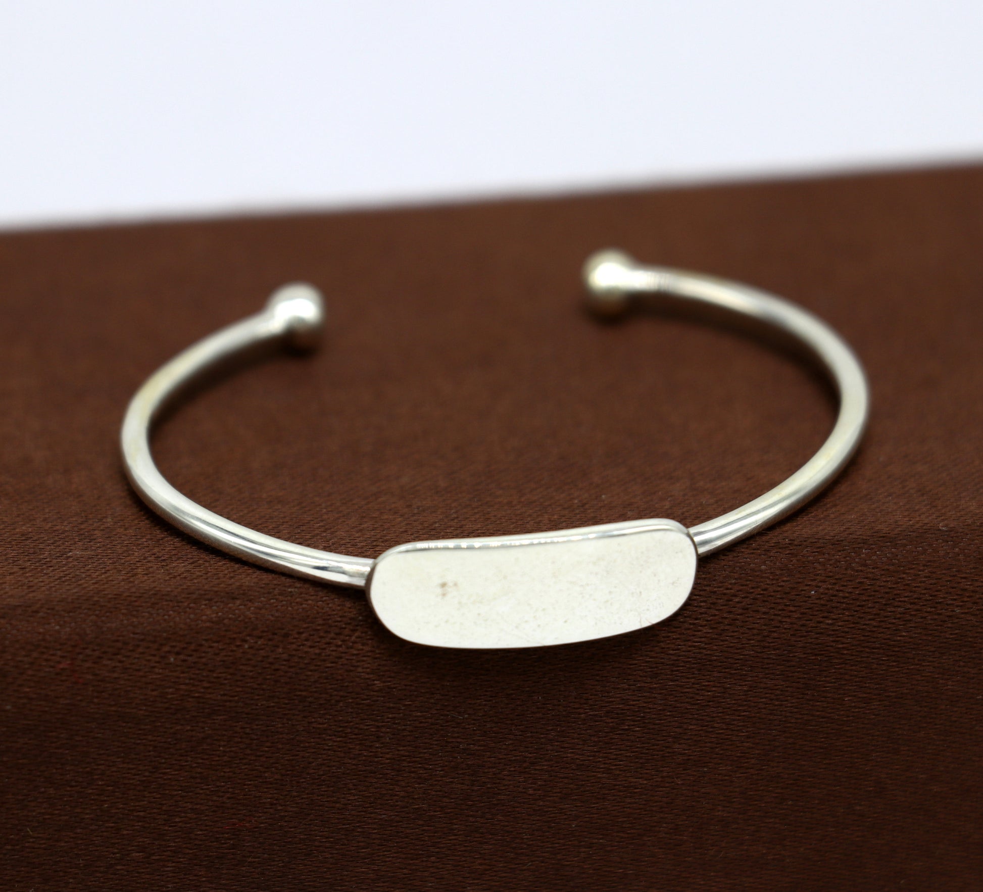 925 sterling silver exclusive plain bright design new born baby bangle kada, baby bracelet kada, best gift for your baby from india nbbk222 - TRIBAL ORNAMENTS